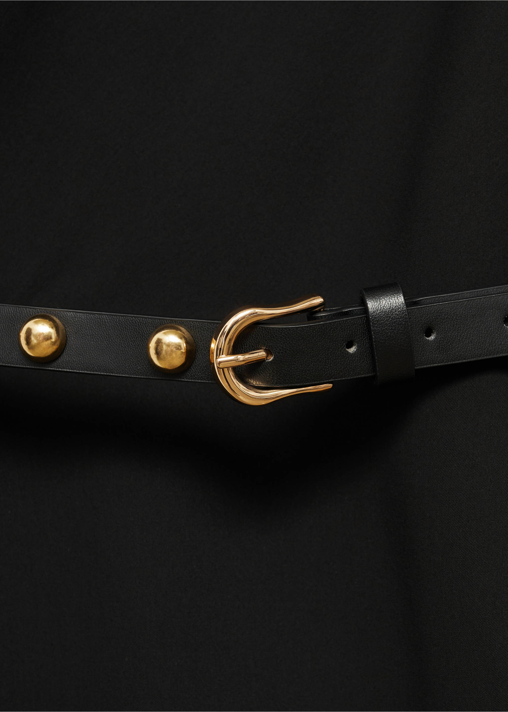 Asymmetrical dress with belt - Details of the article 0, Black. Ref: 77037644-00.