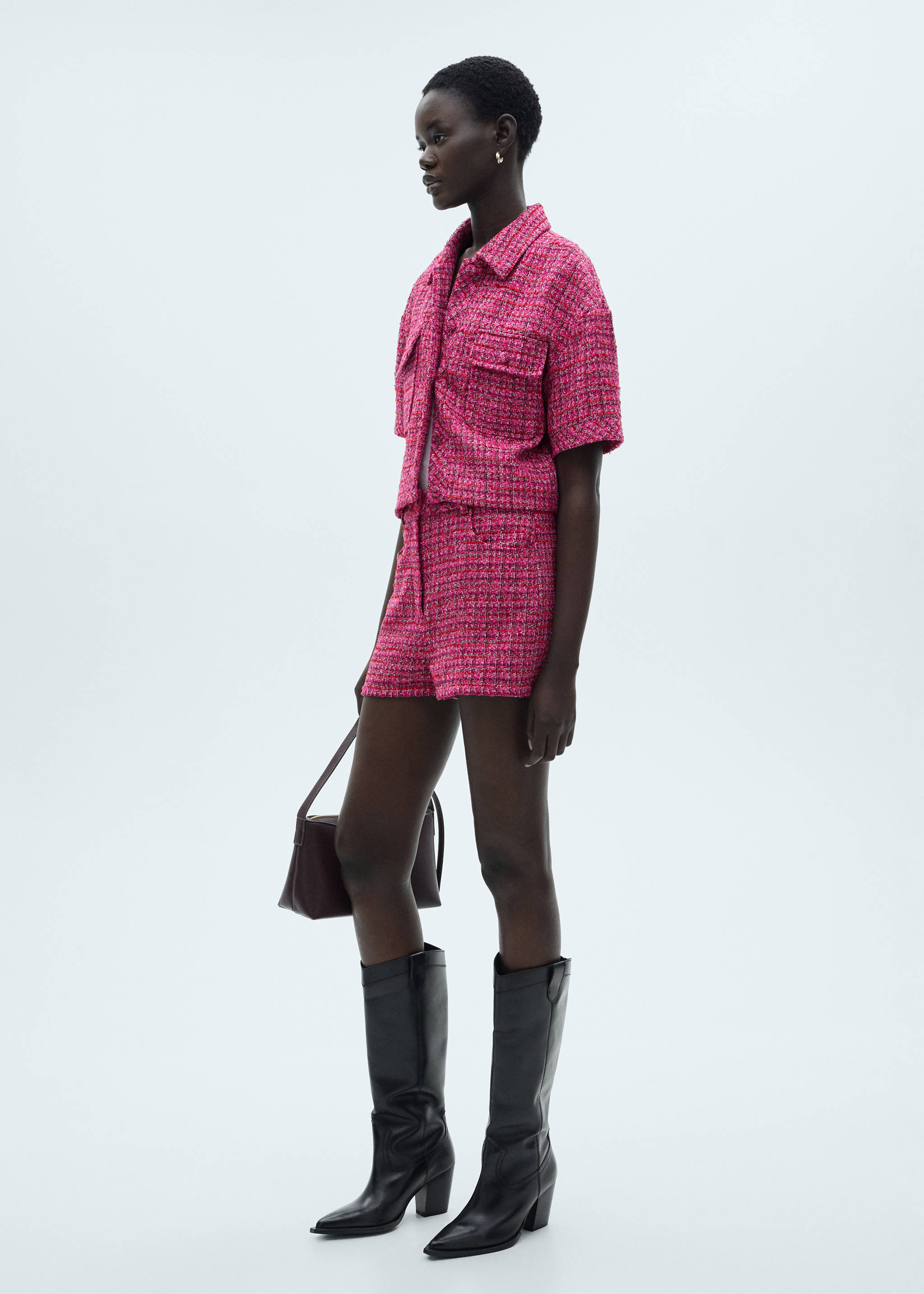 Mid-rise tweed shorts - General plane