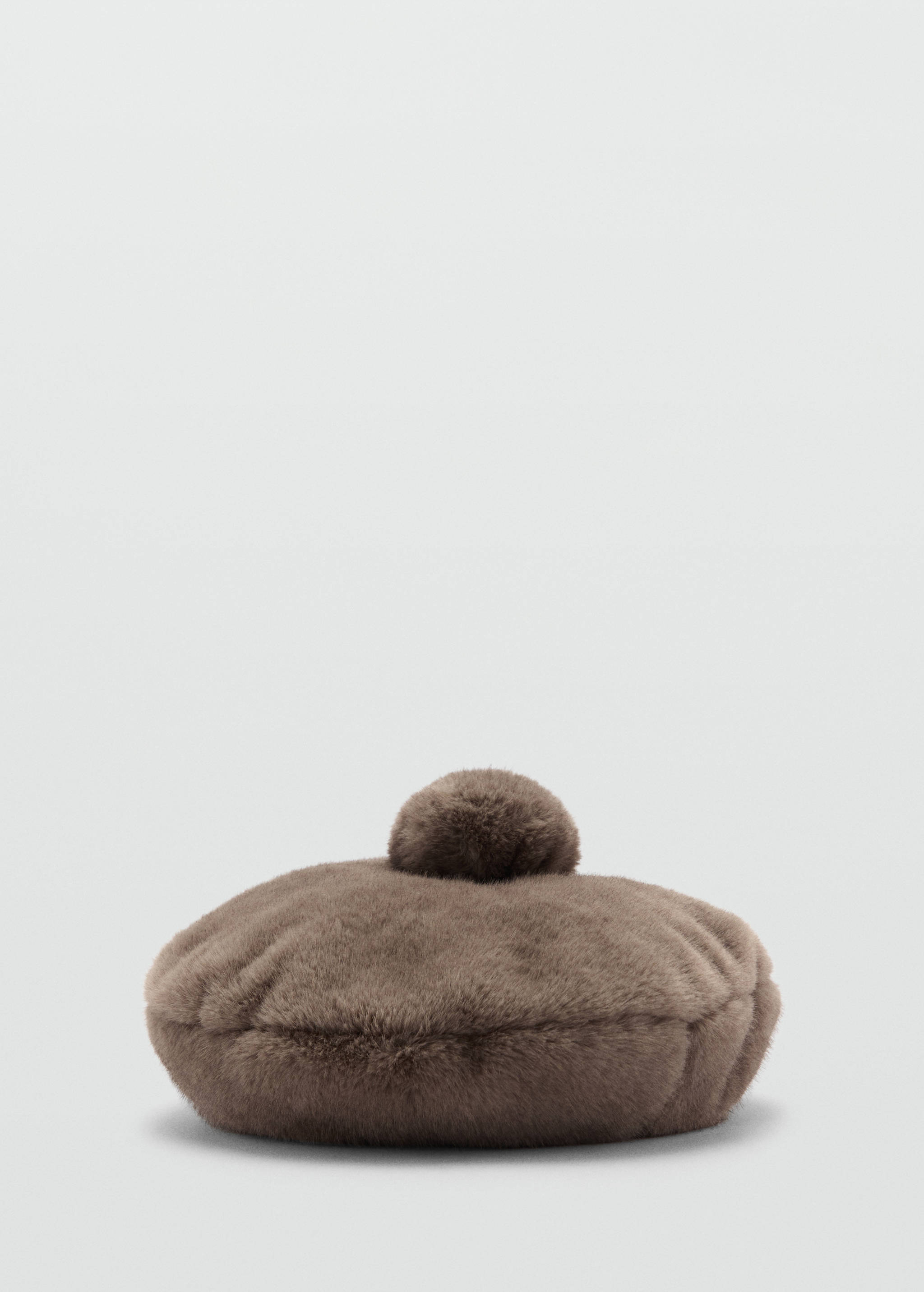 Fur-effect beret with pompom - Article without model