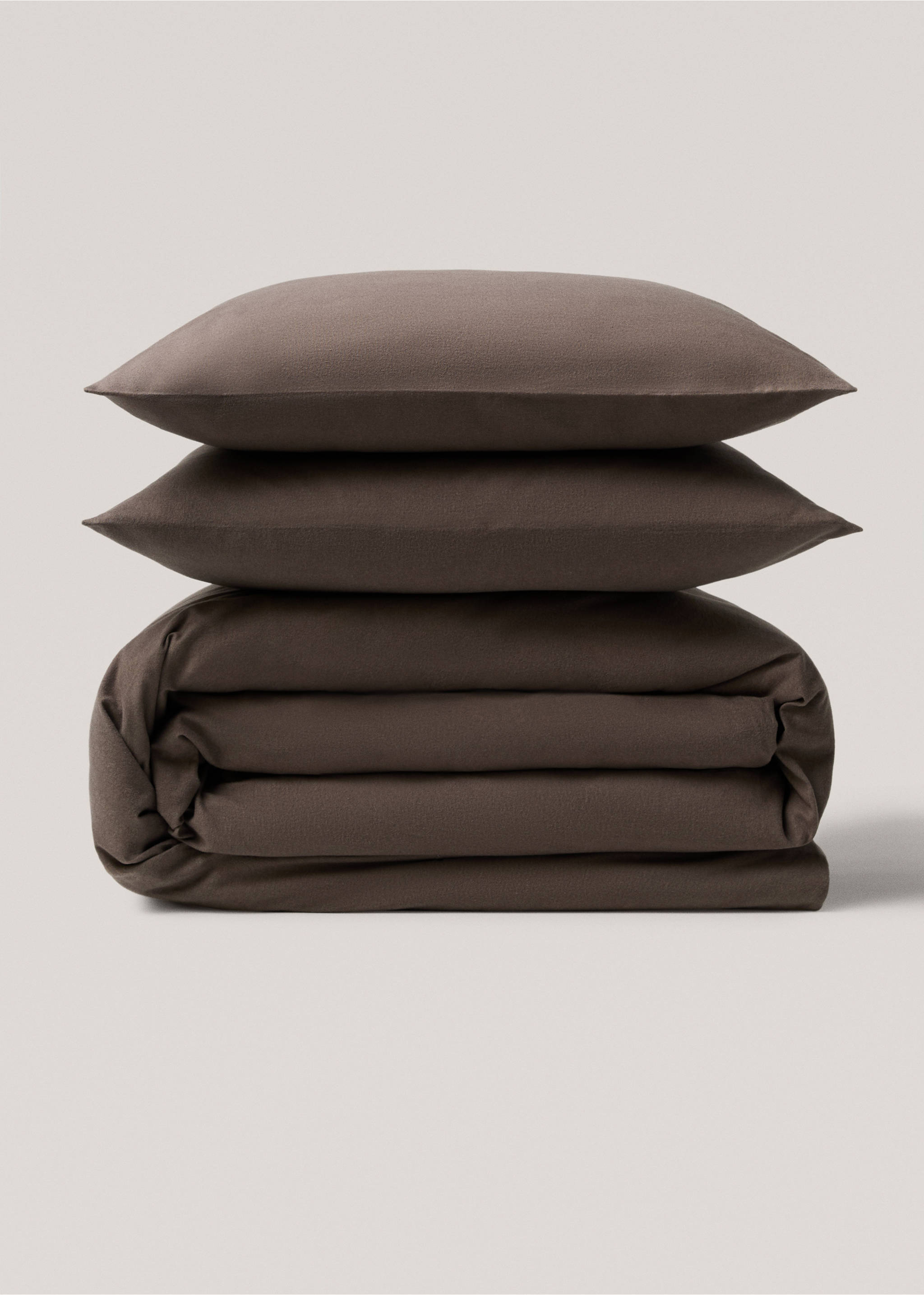 Plain flannel duvet cover for 59.1/63in bed - Article without model, Chocolate. Ref: 77037655-00.