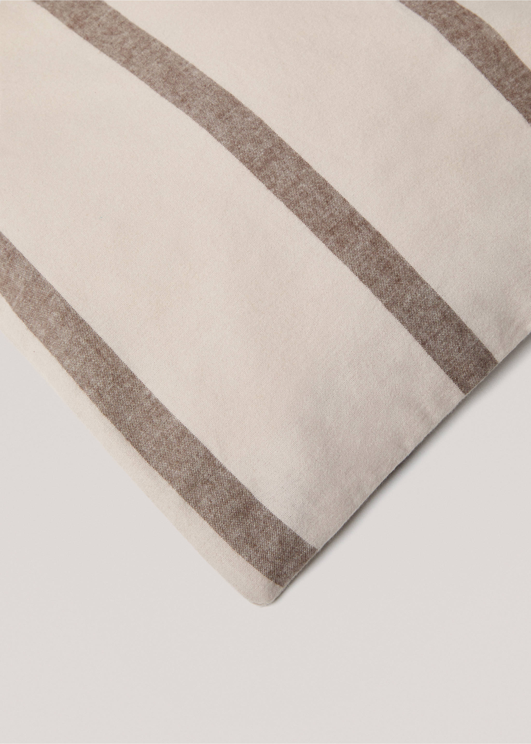 100% cotton flannel striped duvet cover for 150cm bed - Details of the article 3, Beige. Ref: 77037661-00.