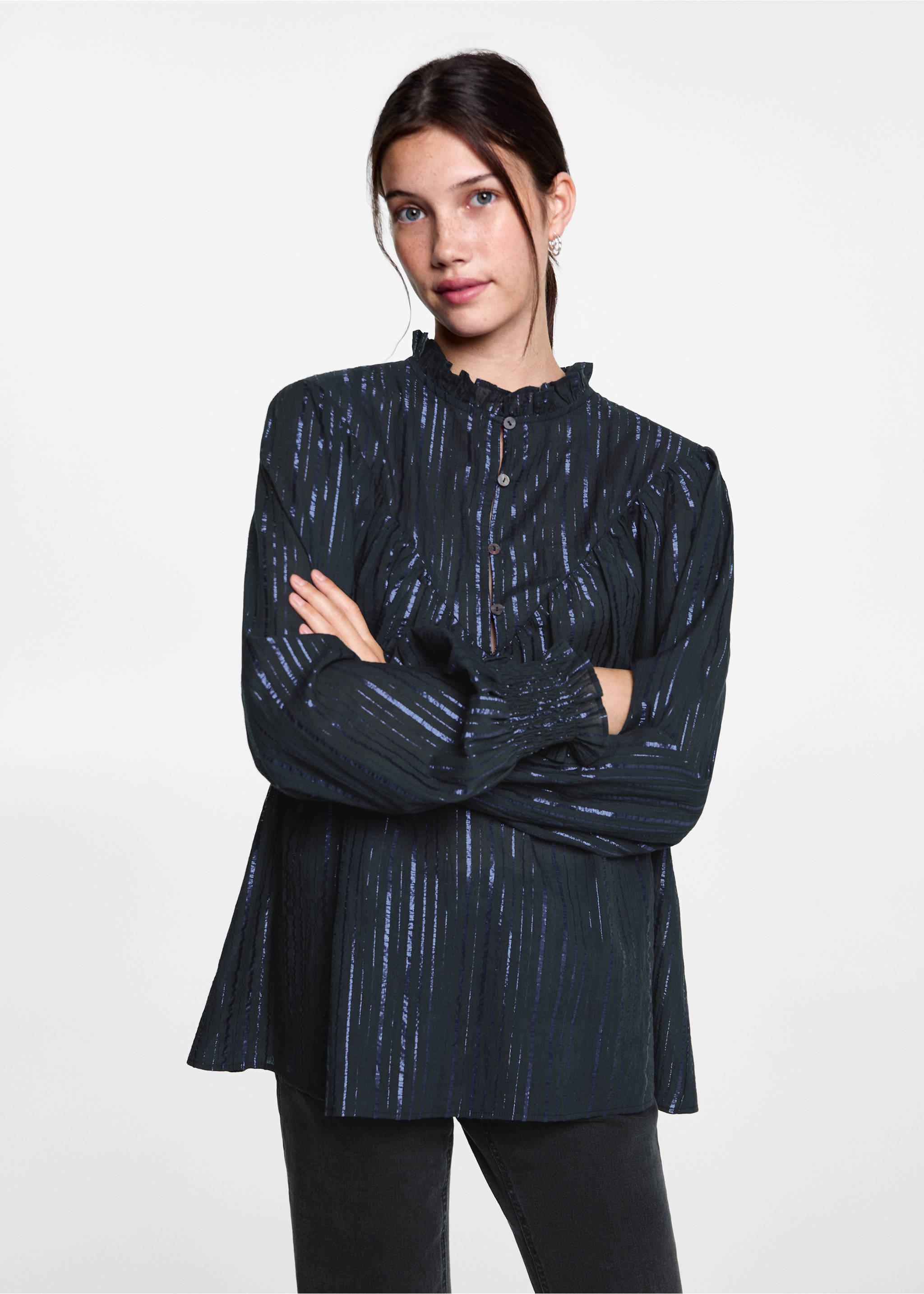 Striped lurex blouse - Medium plane, Wine. Ref: 77037675-00.