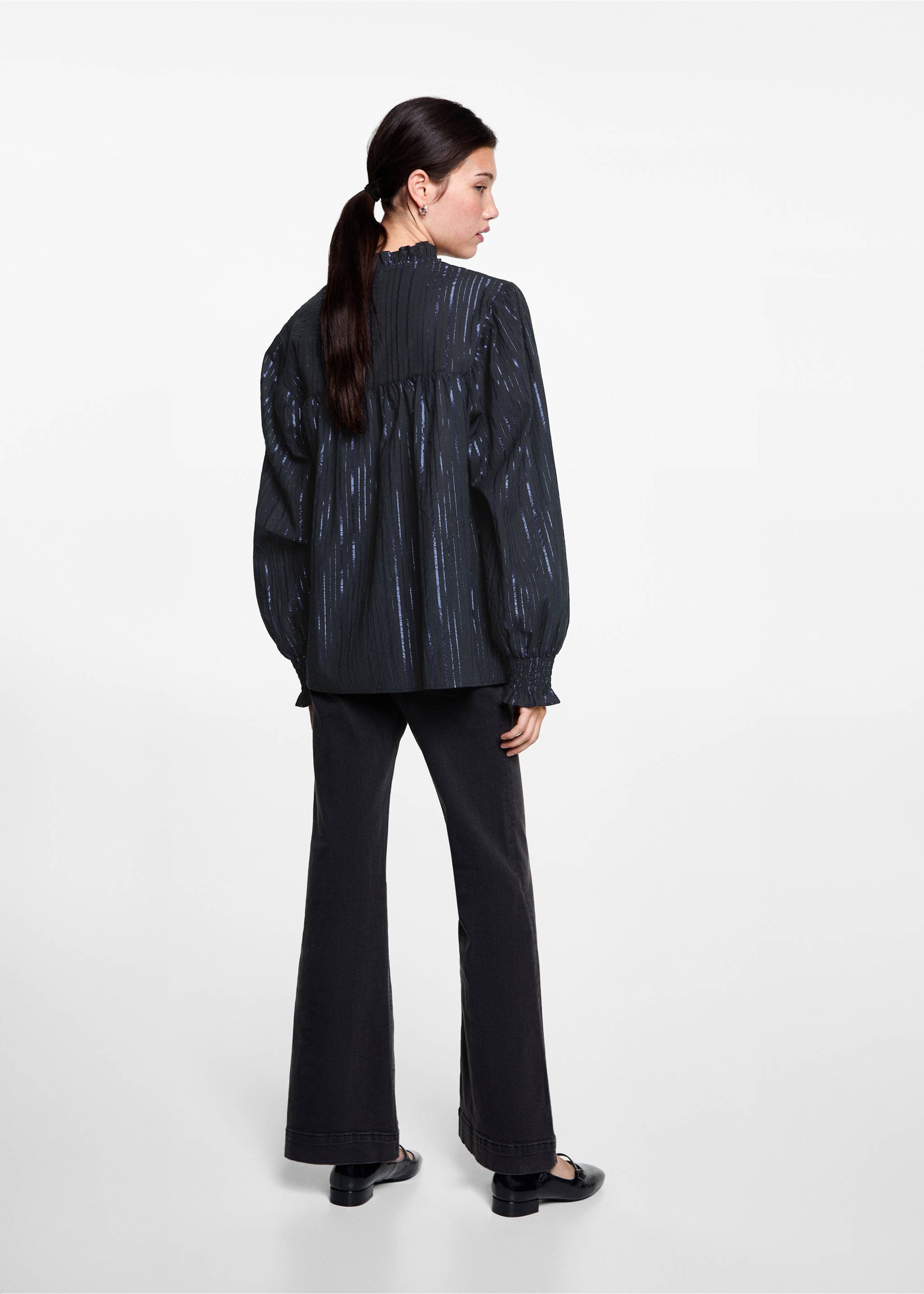 Striped lurex blouse - Reverse of the article, Wine. Ref: 77037675-00.
