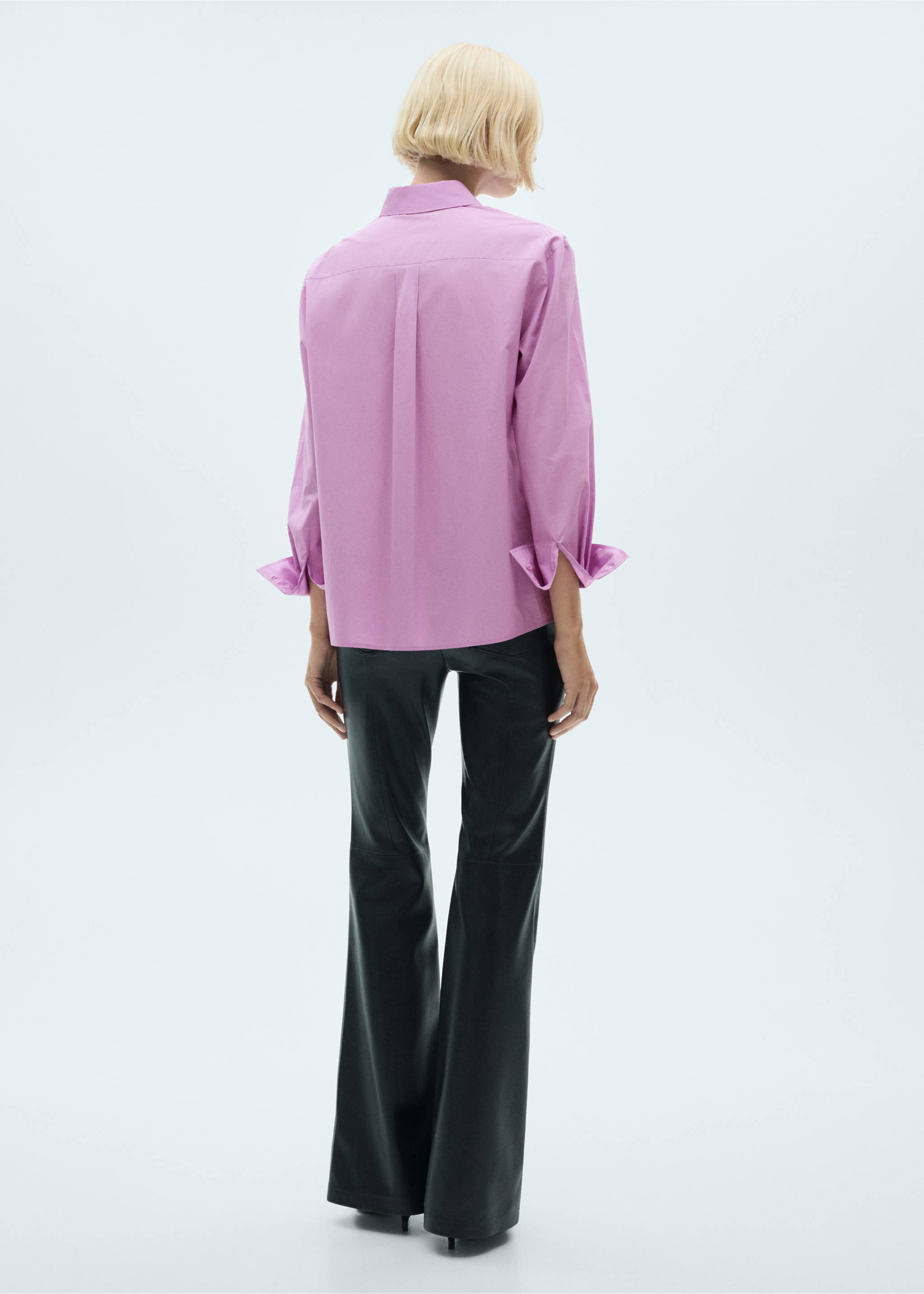 Buttoned lyocell shirt - Reverse of the article, Fuchsia. Ref: 77037677-00.