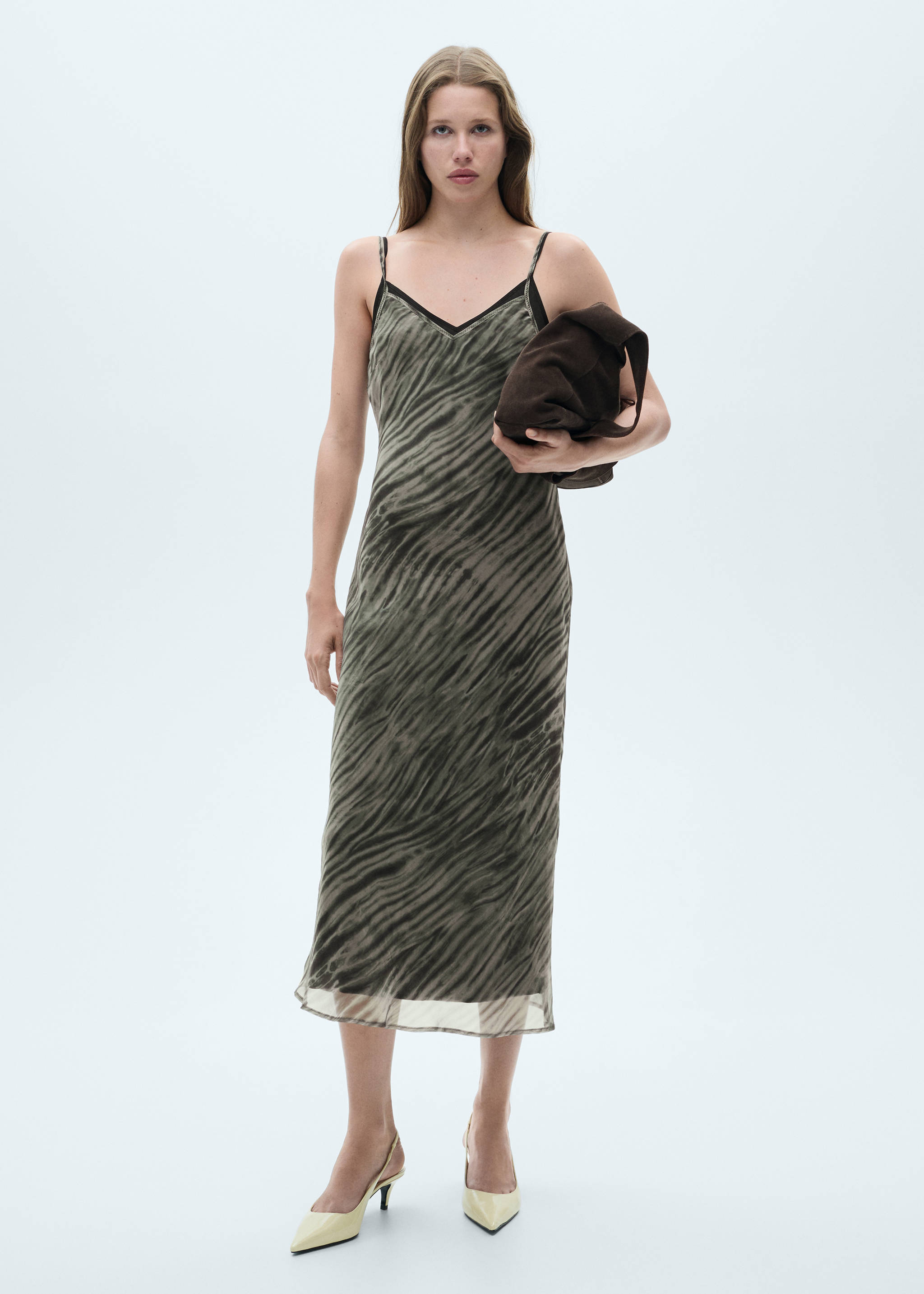 Printed dress with double straps - General plane