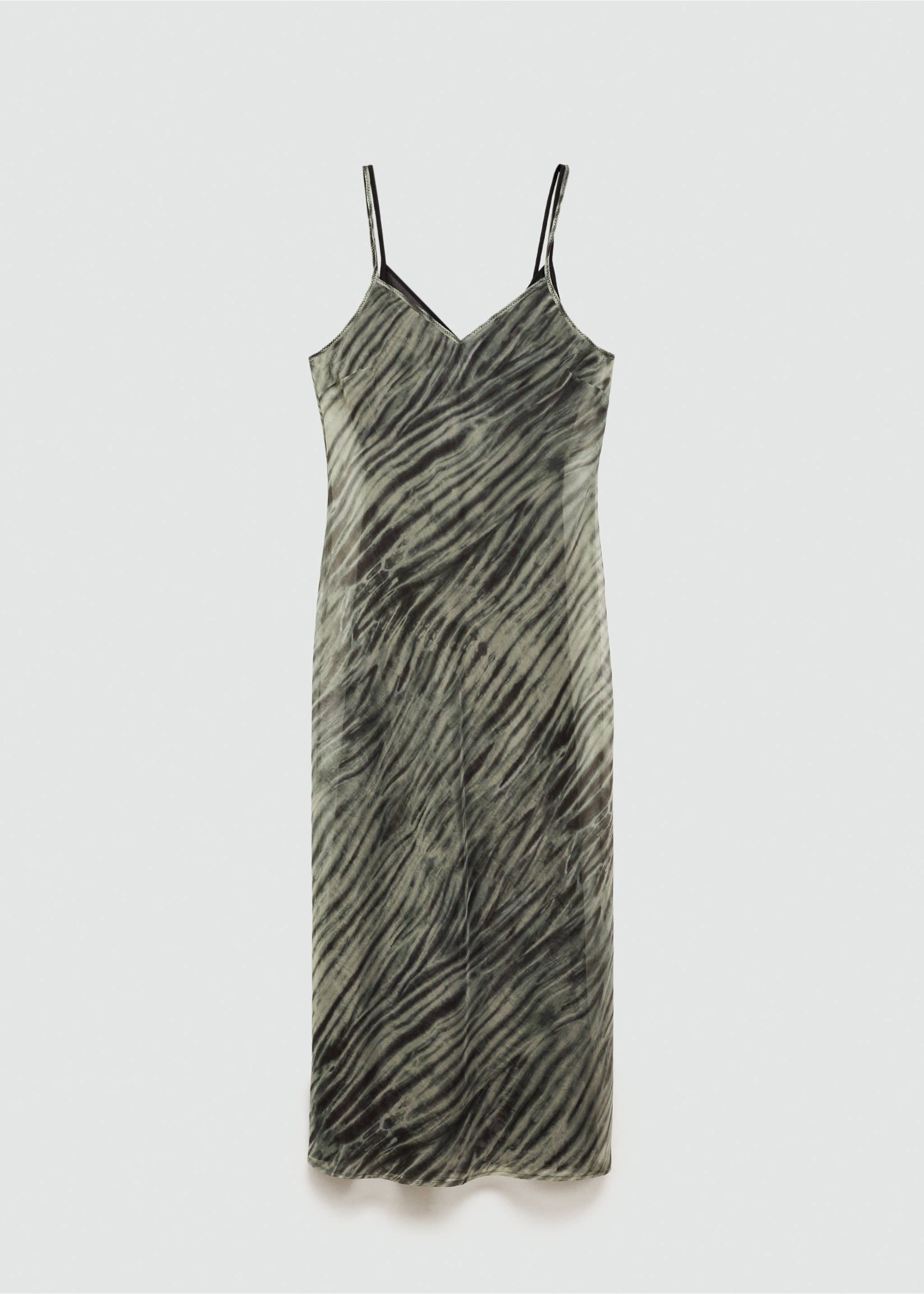 Vestido estampado doble tirante - Artículo sin modelo, Verde. Ref: 77037683-00.