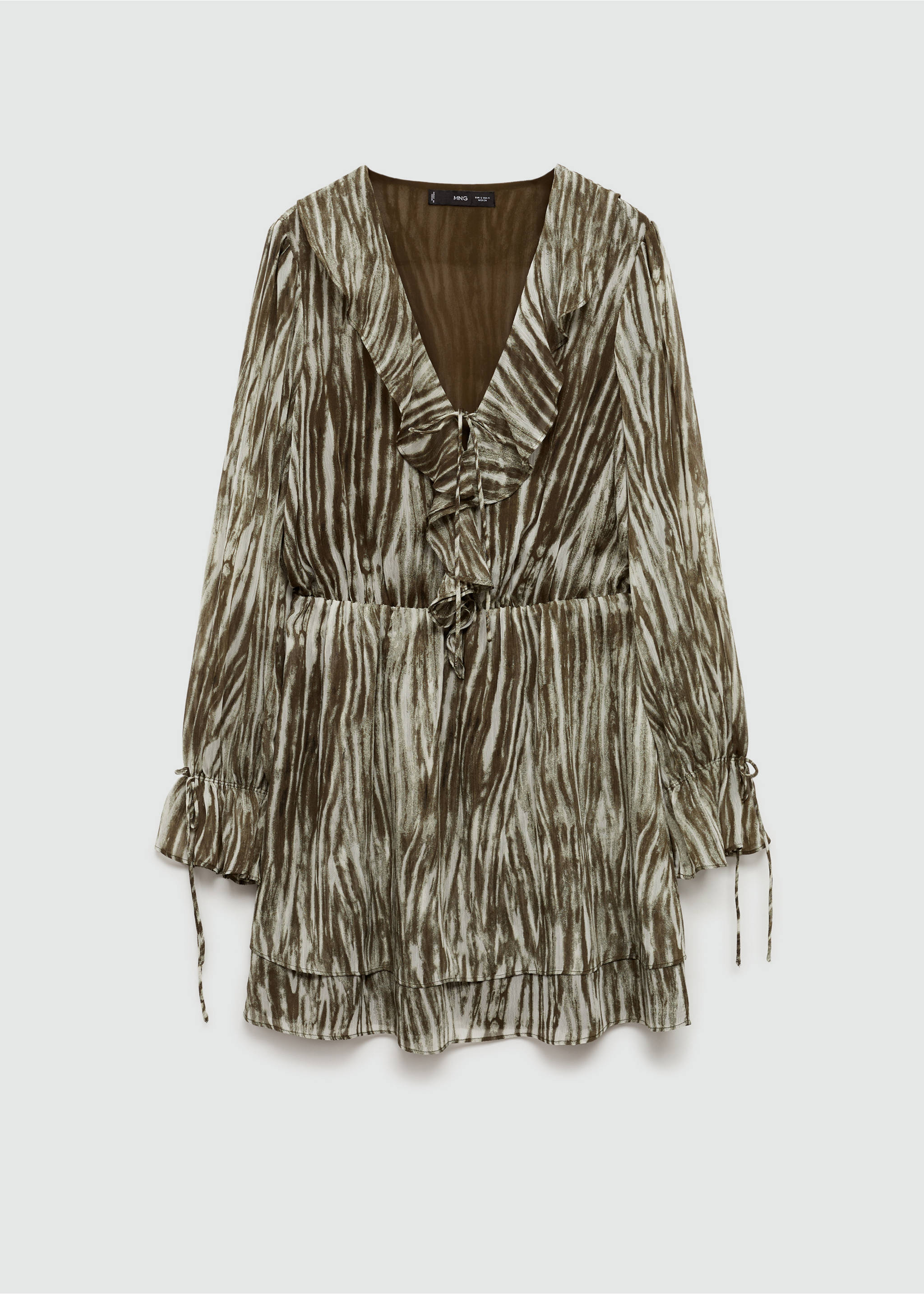 Vestido corto estampado volantes - Artículo sin modelo, Verde. Ref: 77037686-00.