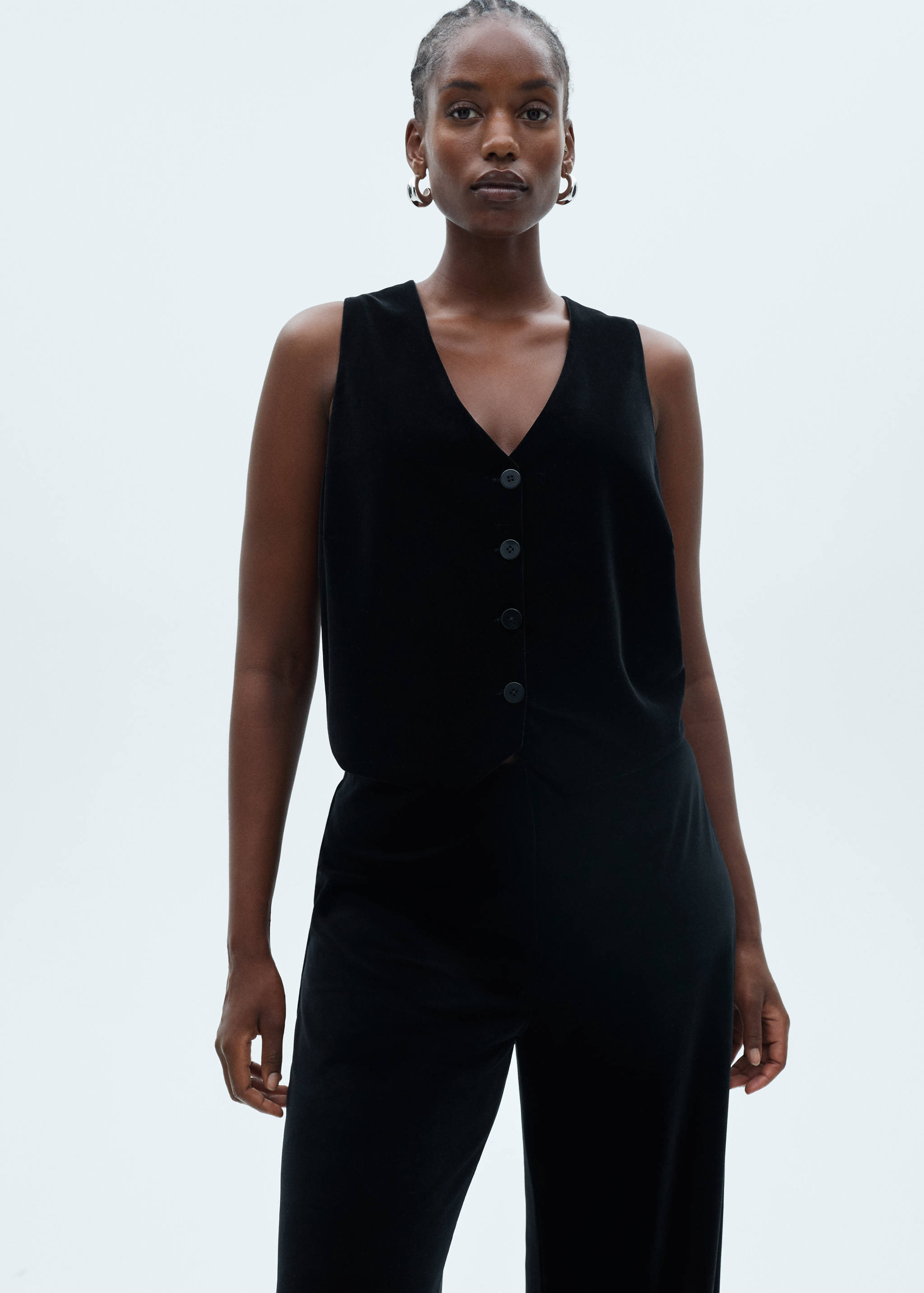 Velvet wide leg trousers - Details of the article 5