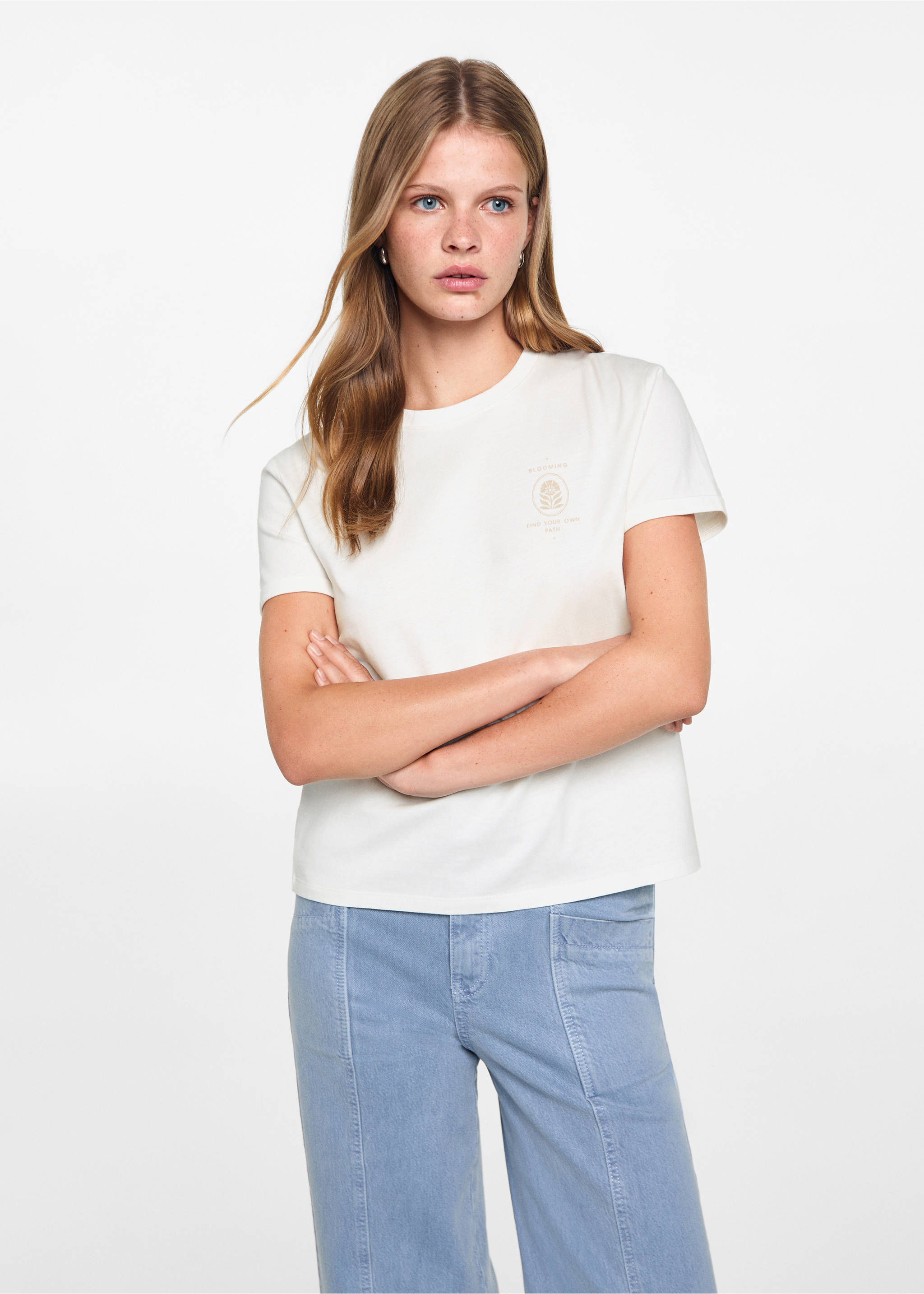 Printed cotton-blend T-shirt - Medium plane, Off White. Ref: 77037693-00.