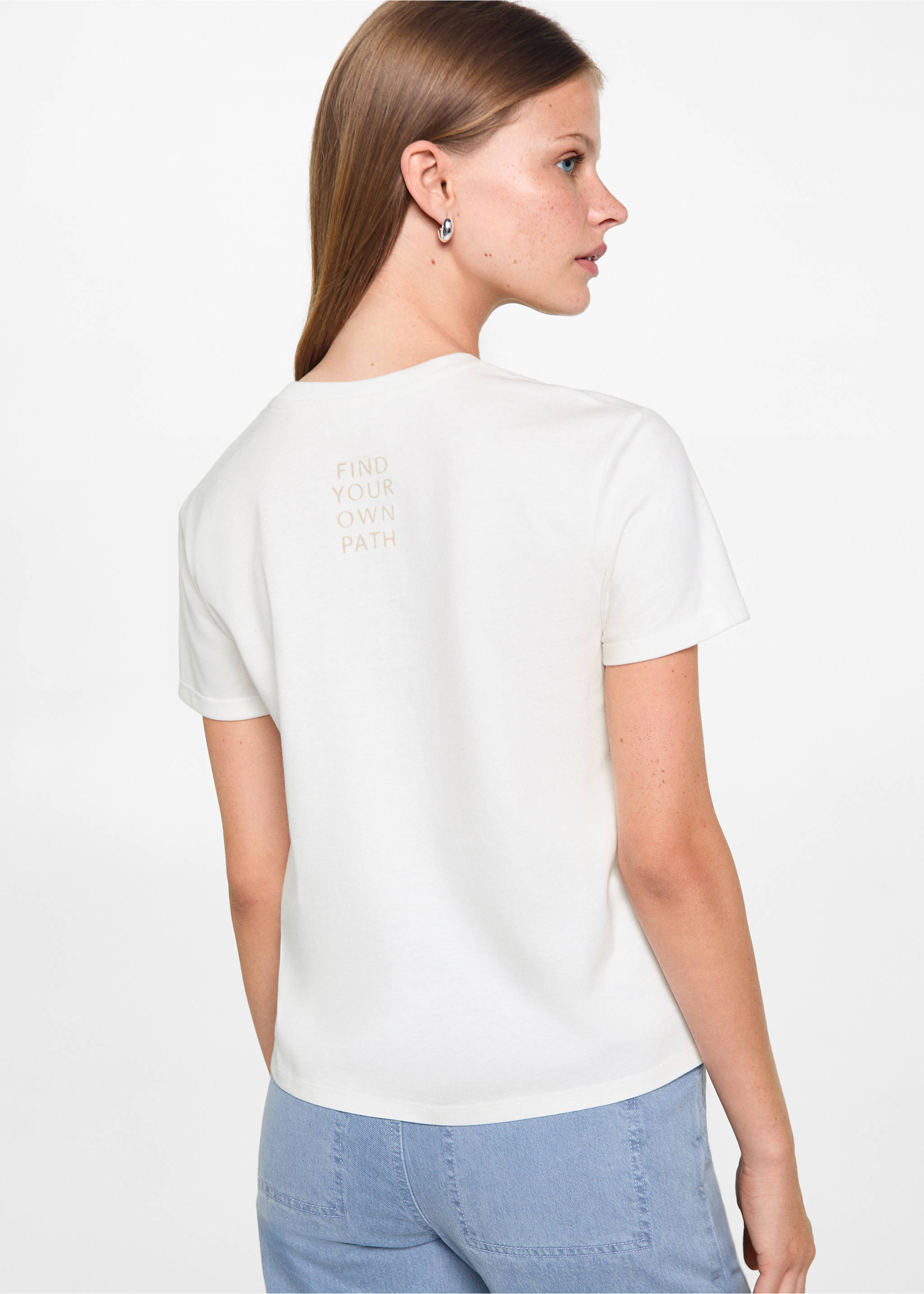 Printed cotton-blend T-shirt - Reverse of the article, Off White. Ref: 77037693-00.