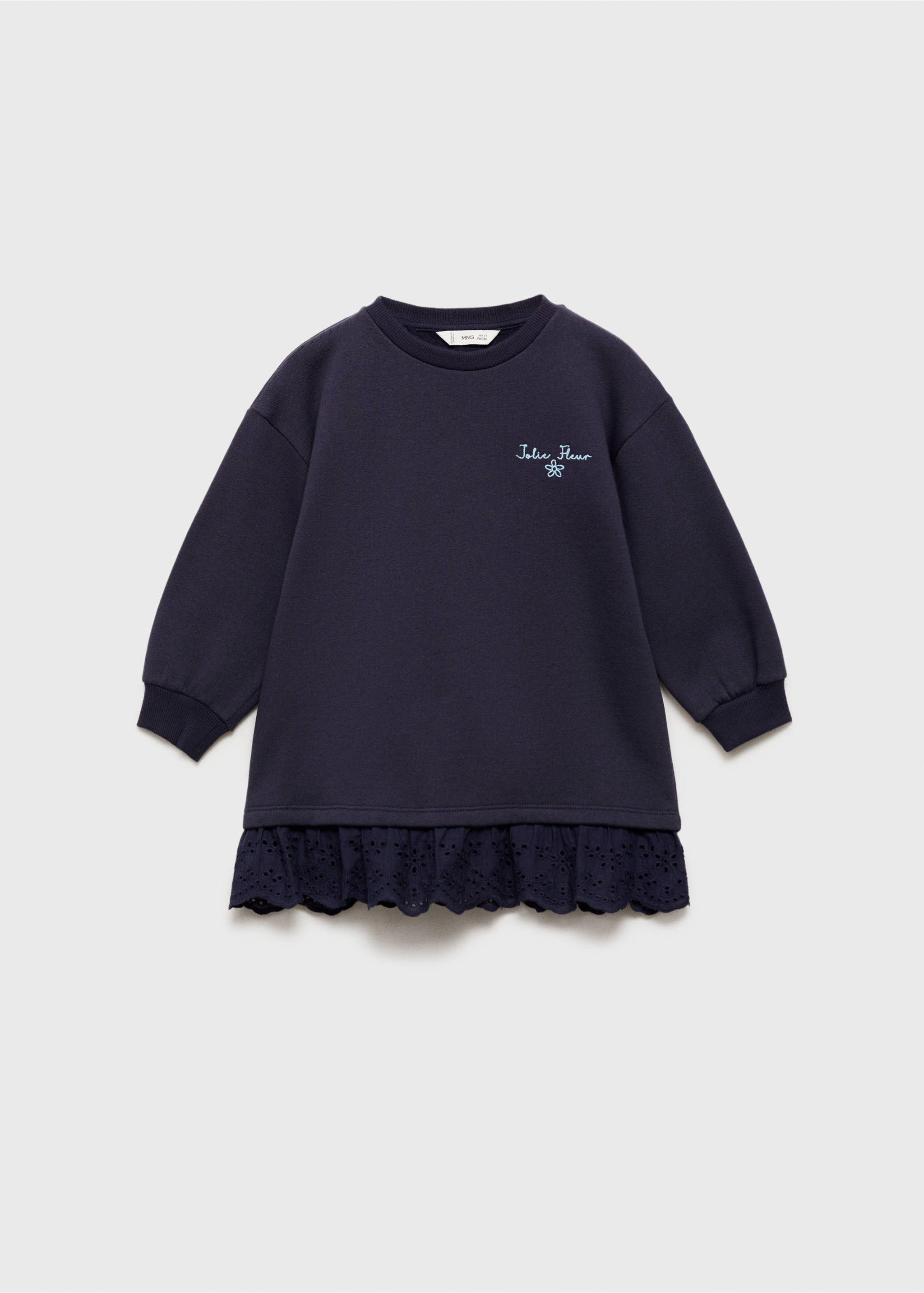 Embroidered sweatshirt dress - Article without model, Dark Navy. Ref: 77037716-00.