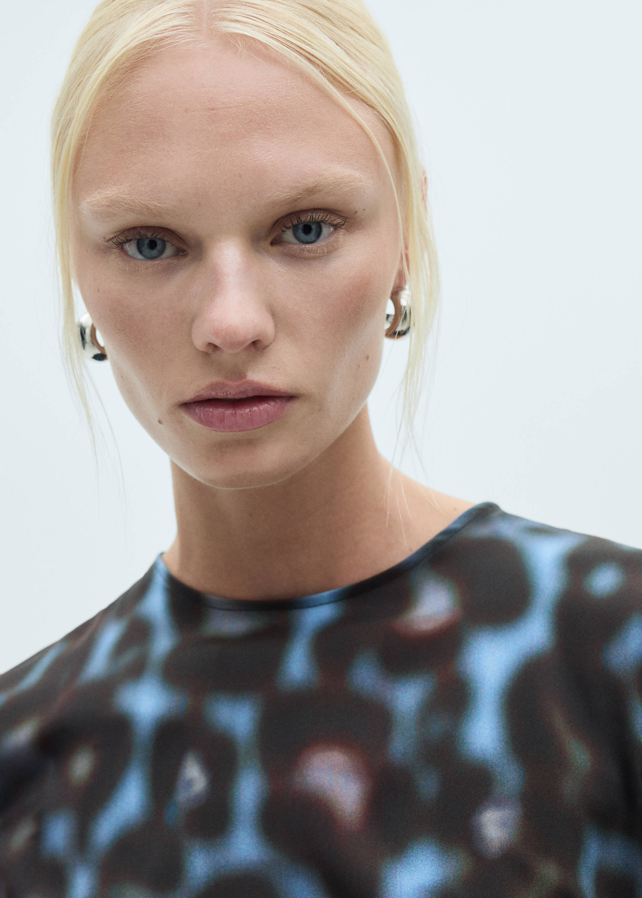 Printed draped satin dress - Details of the article 1