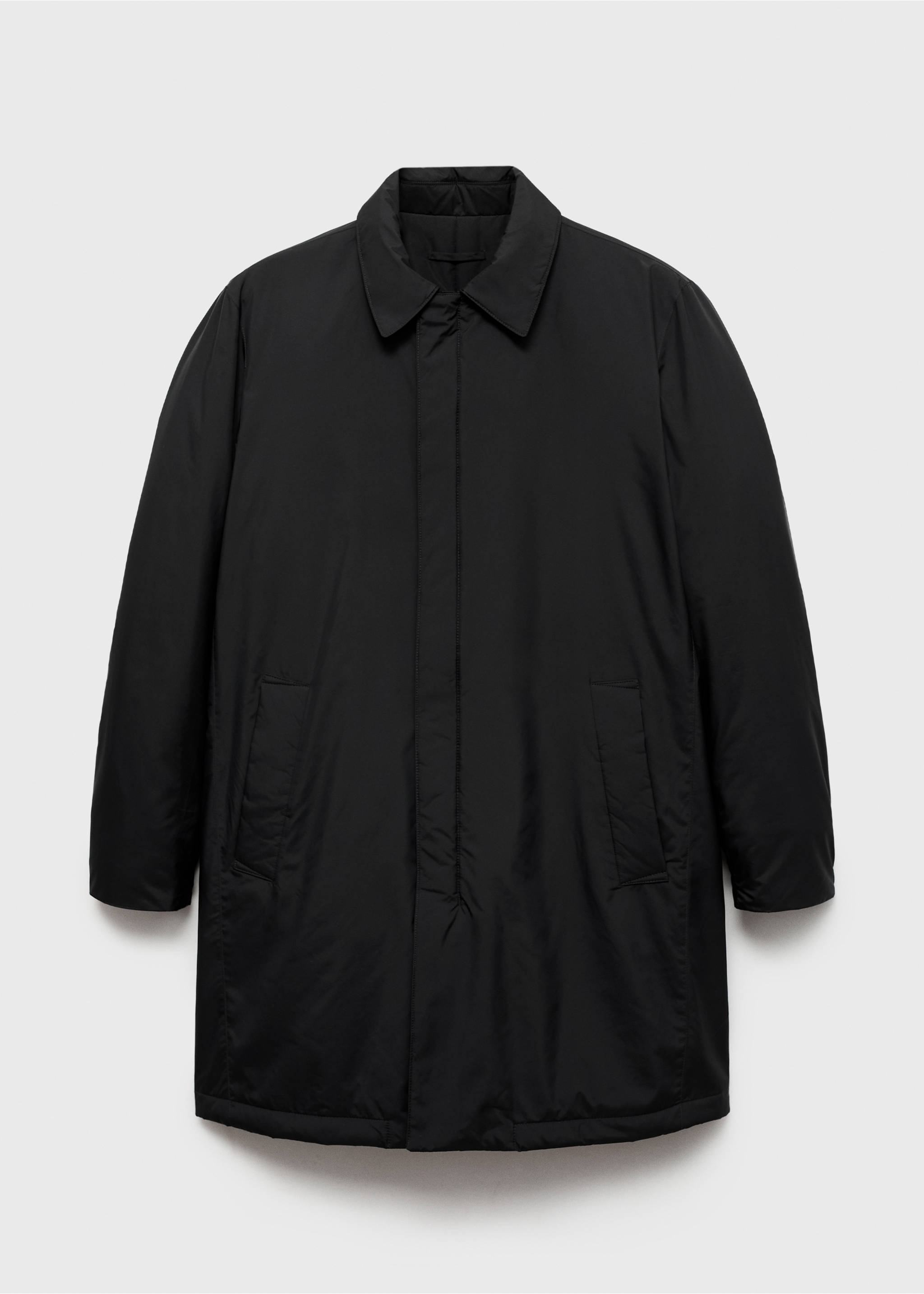 Water-repellent quilted parka - Details of the article 8, Black. Ref: 77037912-00.