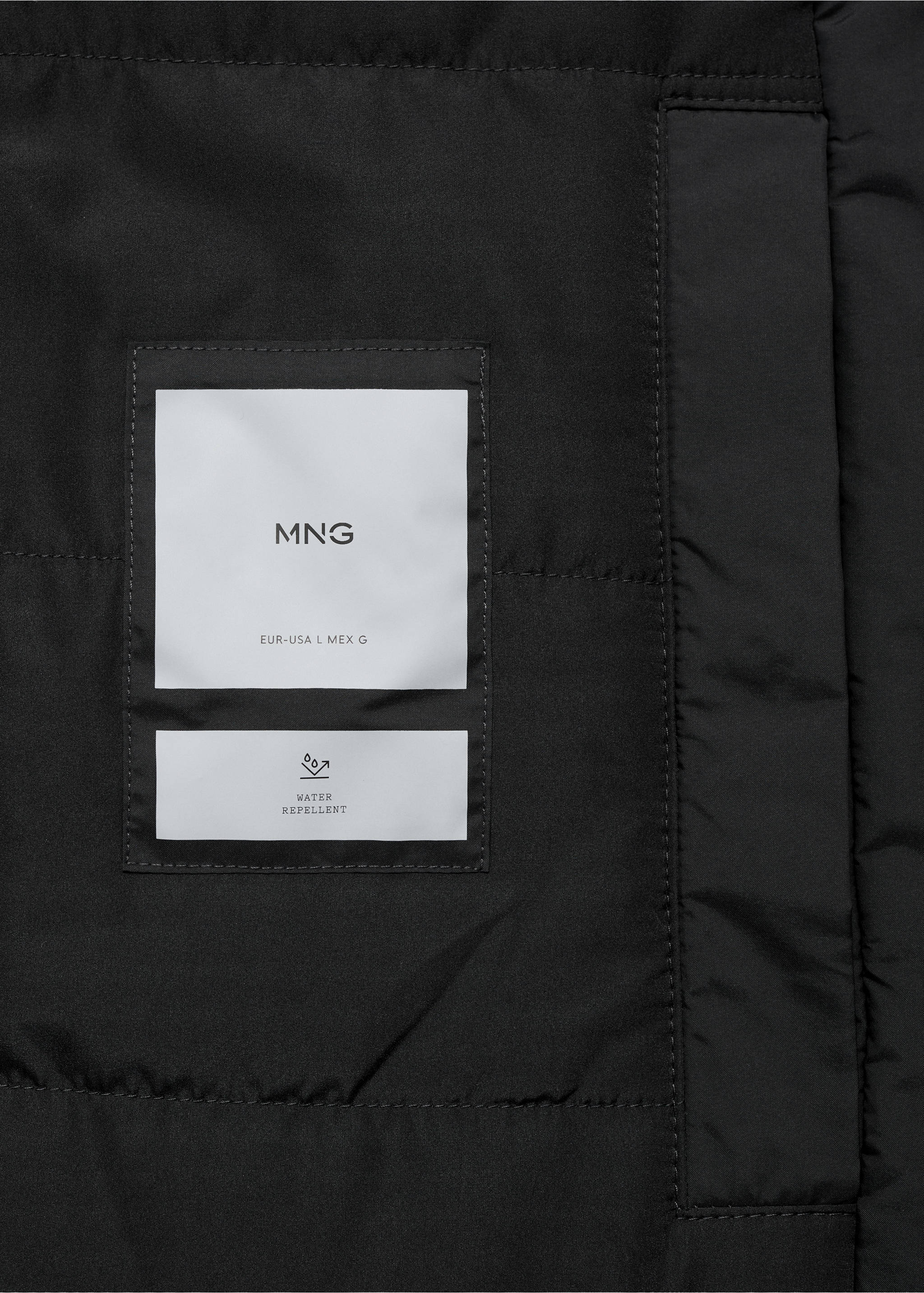 Water-repellent quilted parka - Details of the article 0, Black. Ref: 77037912-00.