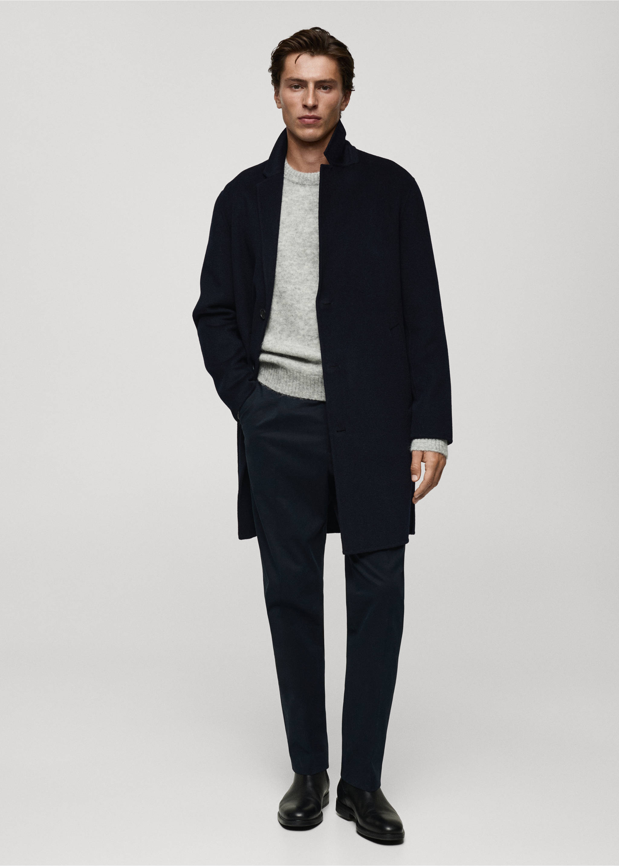 Manteau fait main laine - Détail de l'article 4, Bleu marine foncé. Ref: 77037913-00.