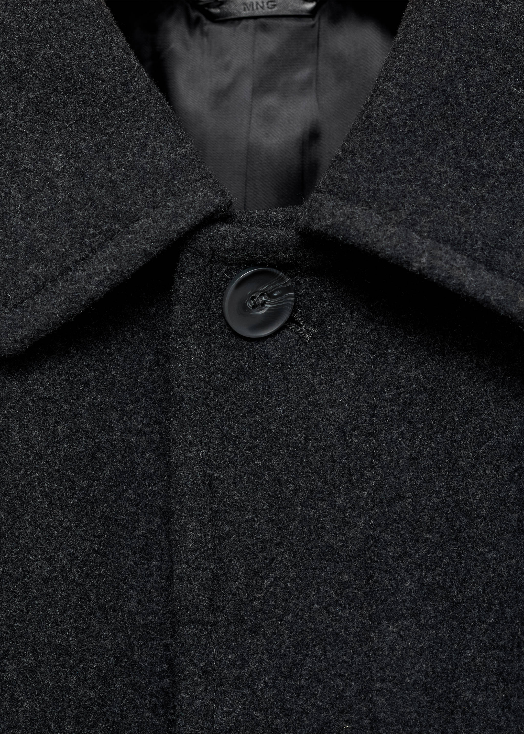 Pocketed wool coat - Details of the article 8, Charcoal. Ref: 77037914-00.