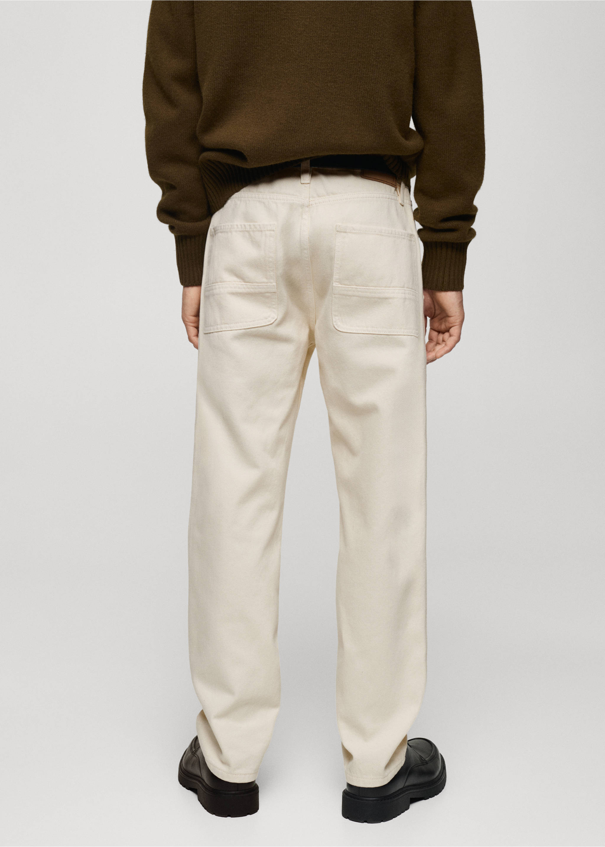 Jeans regular fit detalle costura - Reverso del artículo, Crudo. Ref: 77037915-00.