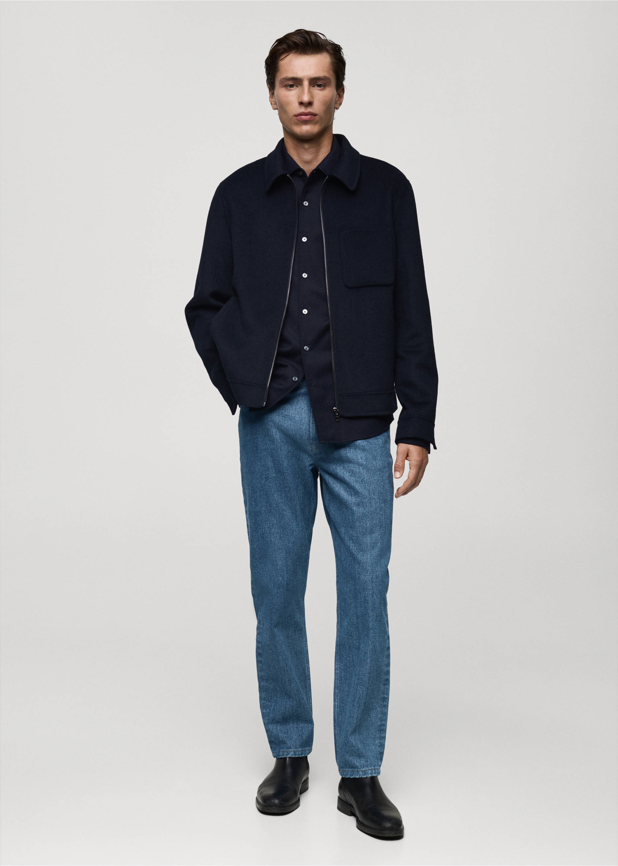 Jeans slim fit lavado medio - Plano general, Azul medio. Ref: 77037916-00.