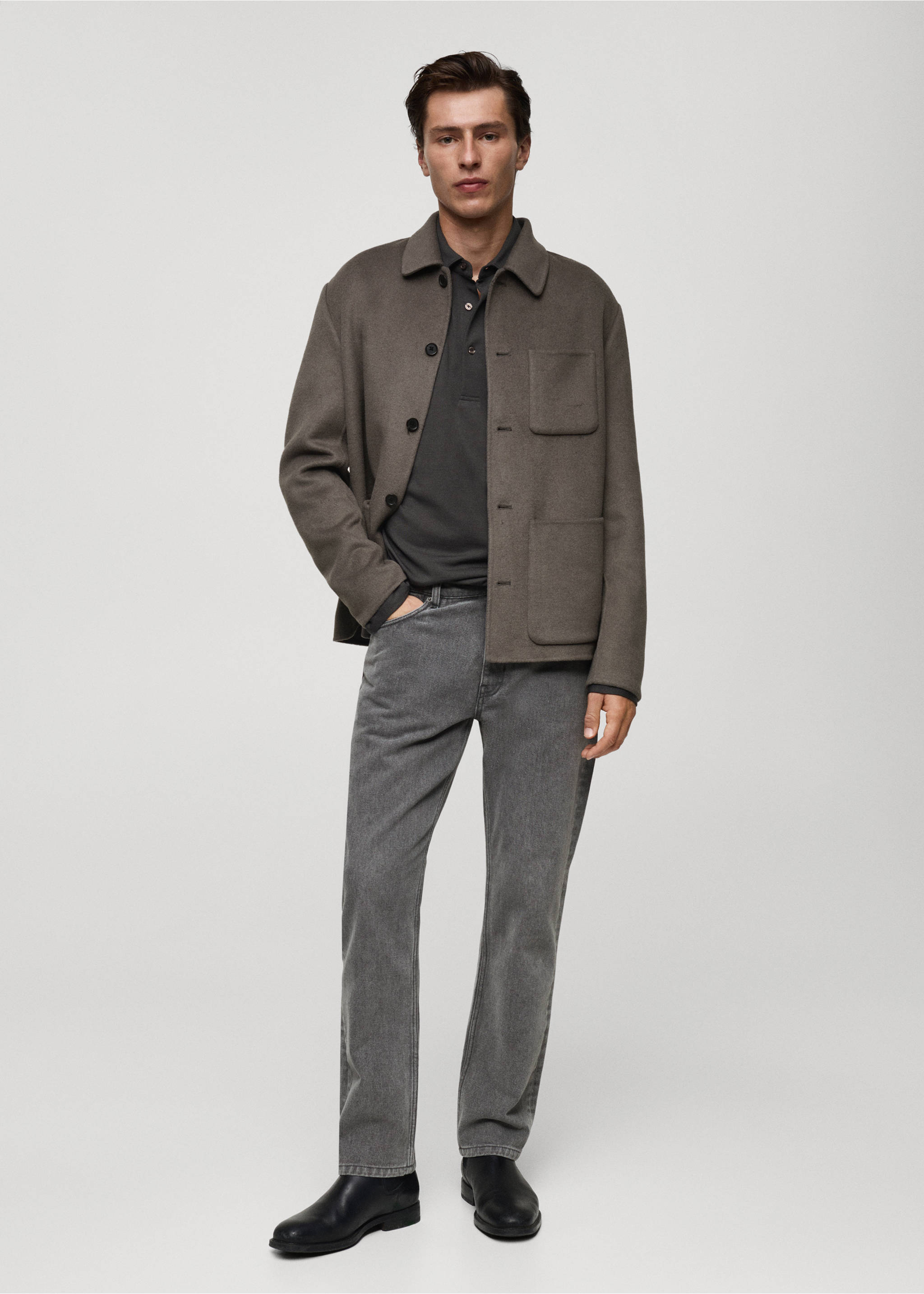 Jeans slim fit lavado gris - Plano general, Gris. Ref: 77037917-00.