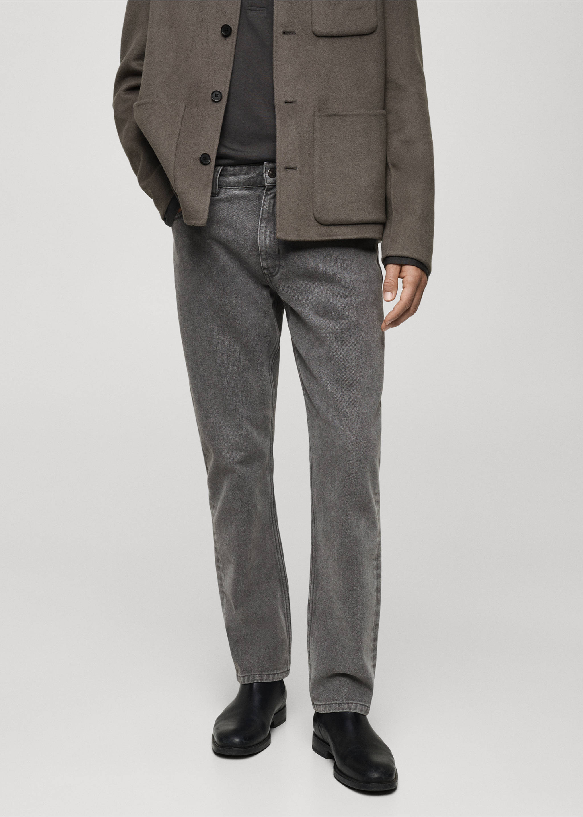 Jeans slim fit lavado gris - Plano medio, Gris. Ref: 77037917-00.