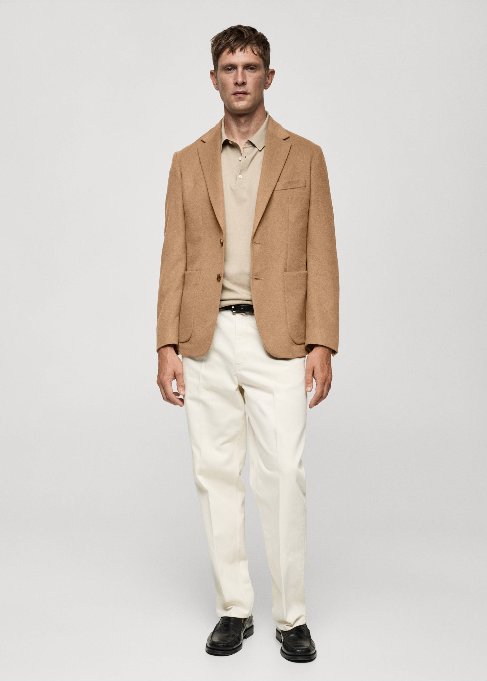 Slim-fit wool blazer - General plane, Medium Brown. Ref: 77037920-00.