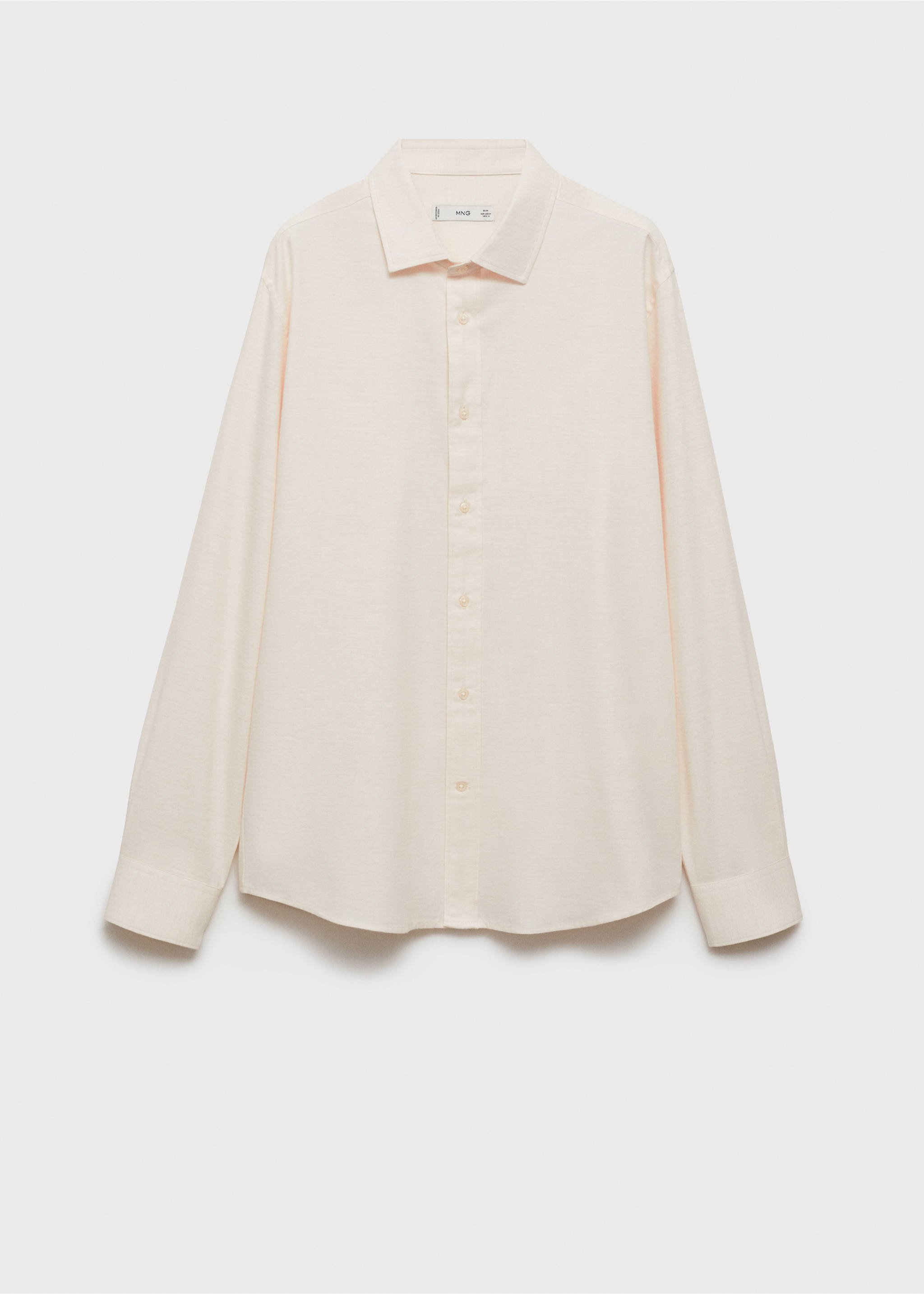 Flanellen slim-fit overhemd 100% katoen - Artikel zonder model, Zand. Ref: 77037926-00.