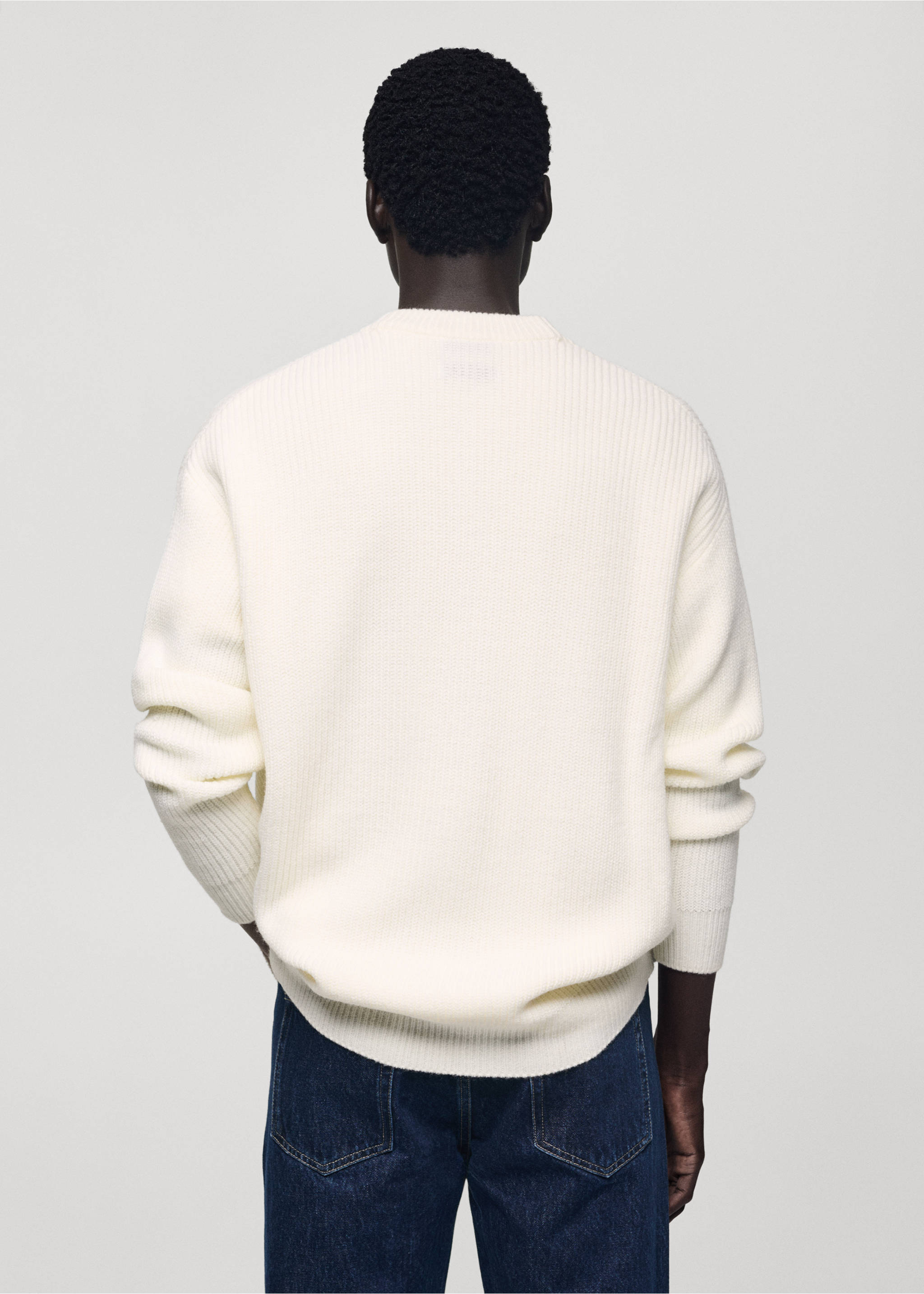 Relaxed Fit-Grobstrickcardigan - Rückseite des Artikels, Cremeweiß. Ref: 77037930-00.