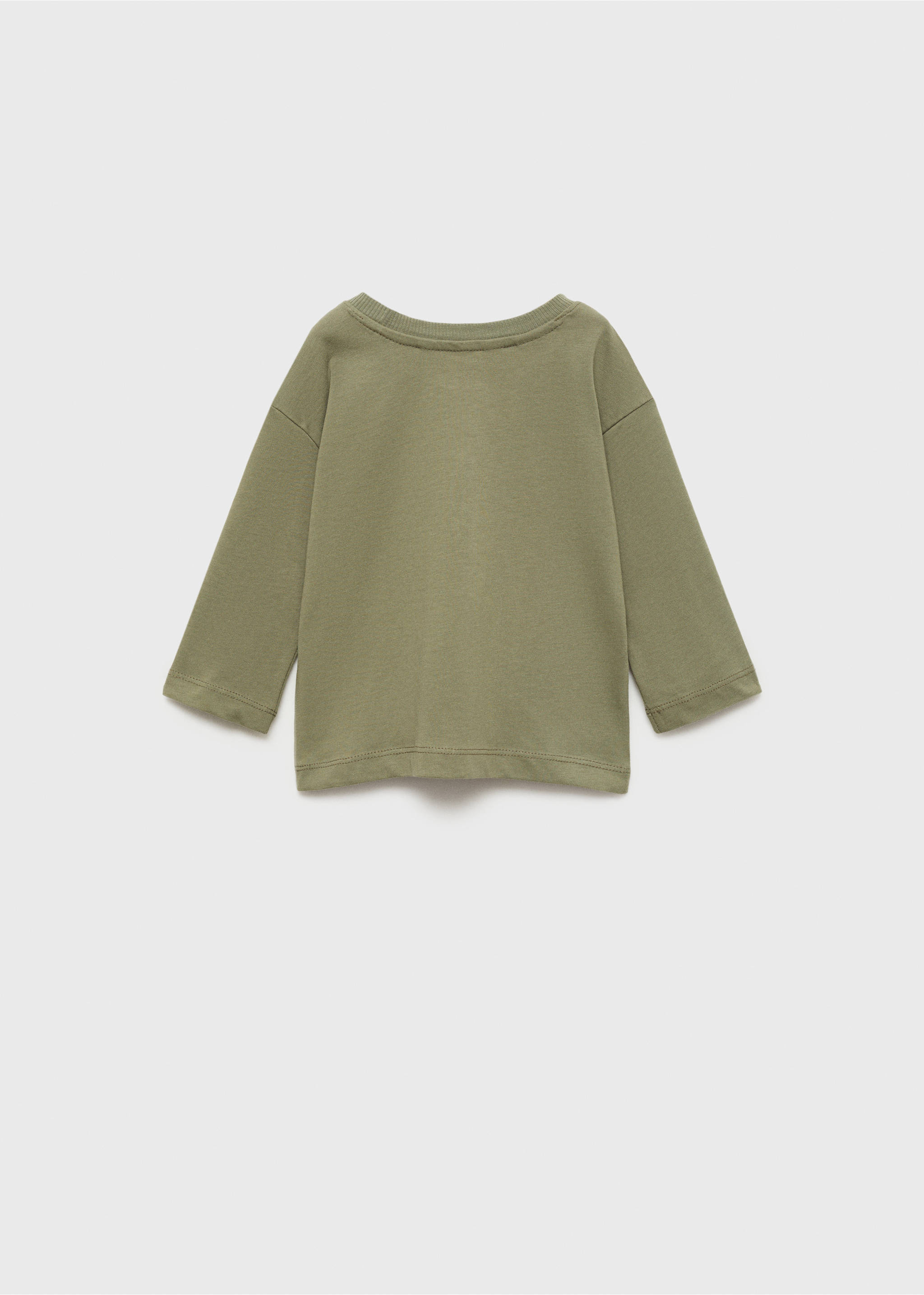 Tricou cu mânecă lungă și imprimeu în relief - Spatele articolului, Kaki. Ref: 77037933-00.