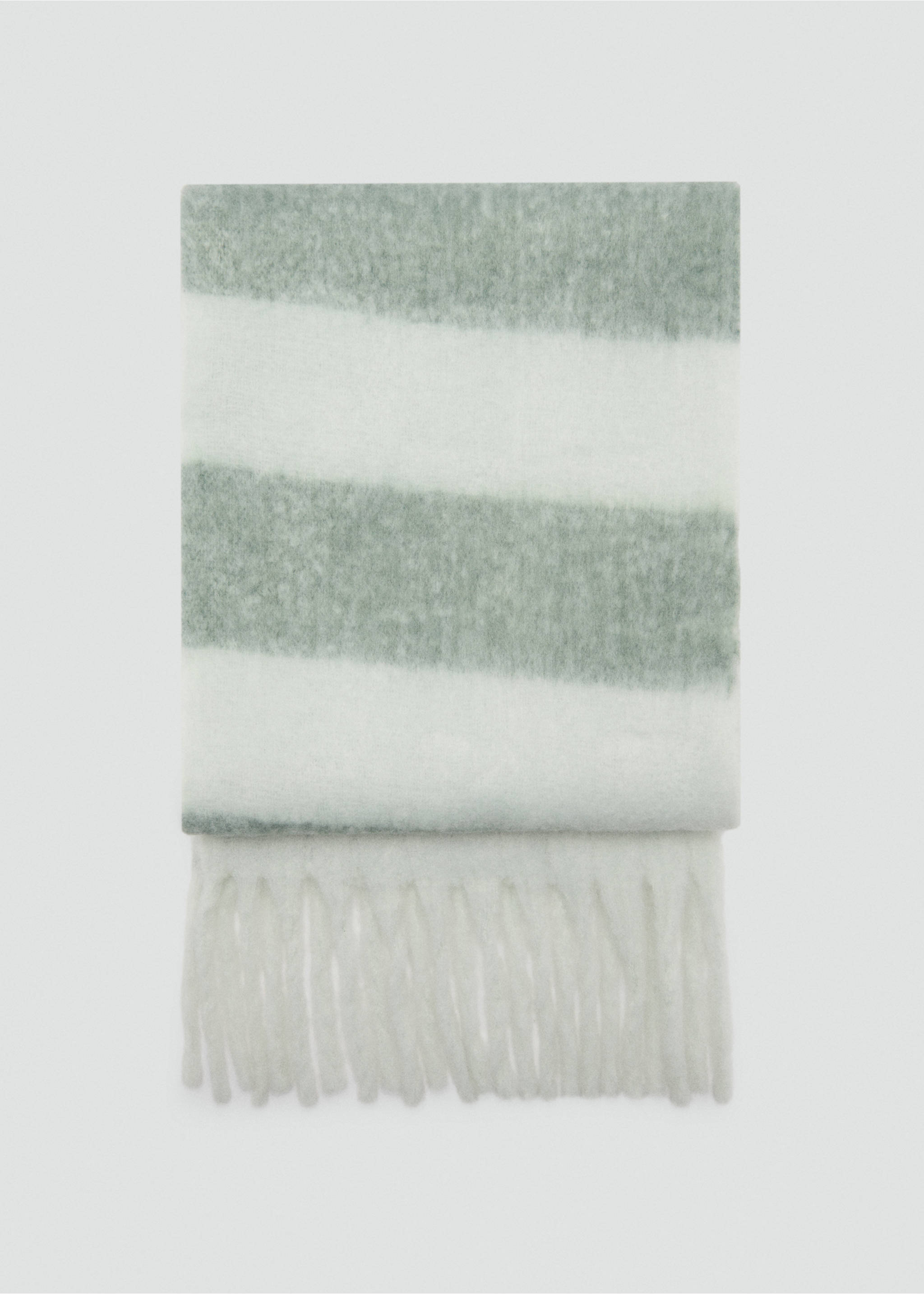 Striped scarf - Article without model, Pastel Green. Ref: 77037934-00.