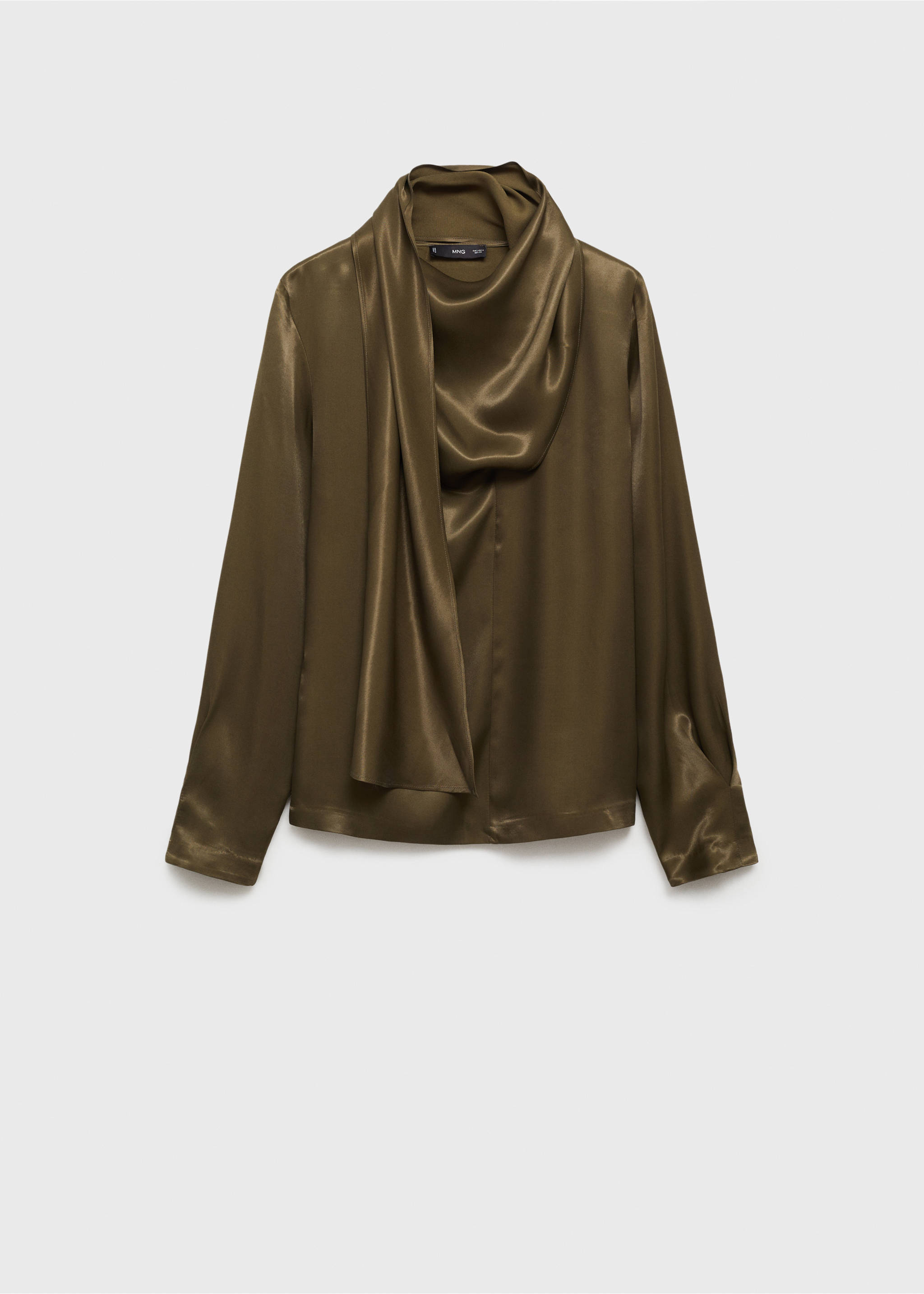 Satinierter Bluse mit Schleife - Artikel ohne Model, Khaki. Ref: 77037937-00.
