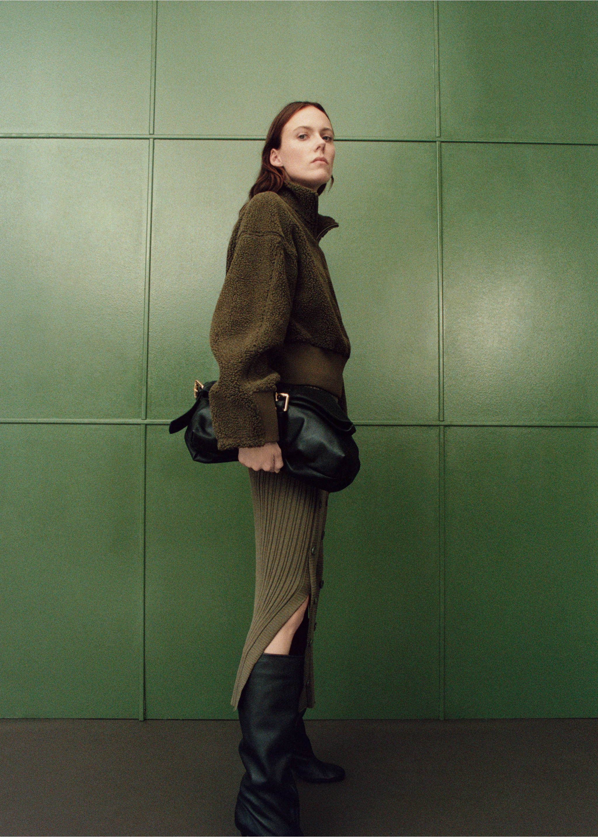 Sudadera borreguito cremallera - Detalle del artículo 6, Khaki. Ref: 77037938-00.