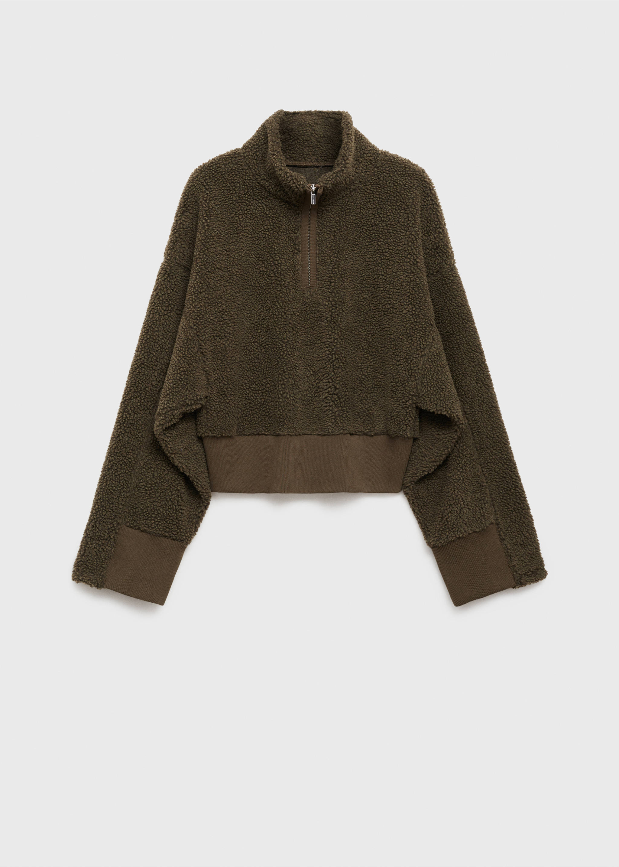 Fleece sweatshirt with zip - Article without model, Khaki. Ref: 77037938-00.