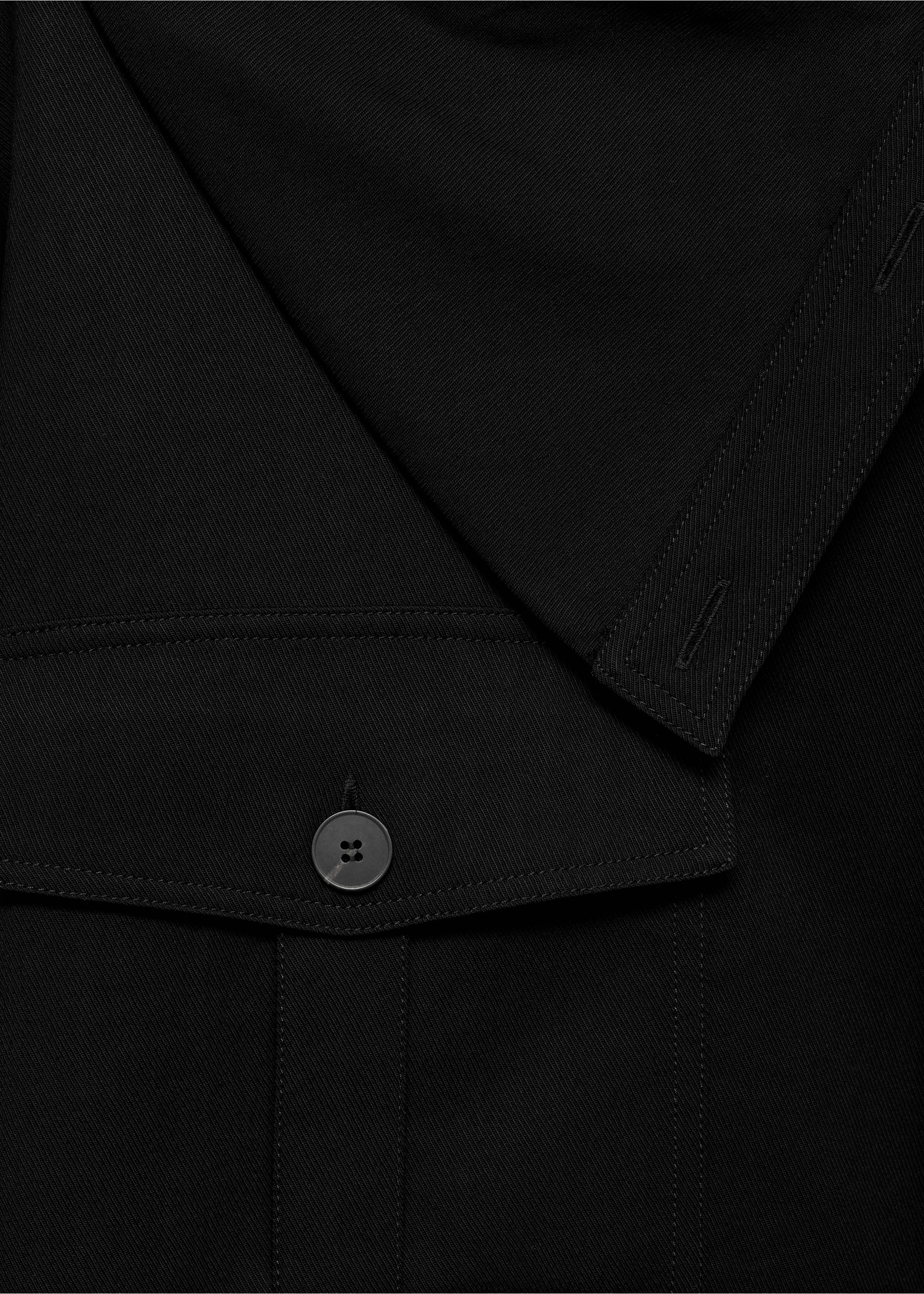 Lyocell shirt with asymmetrical collar - Details of the article 8, Black. Ref: 77037939-00.