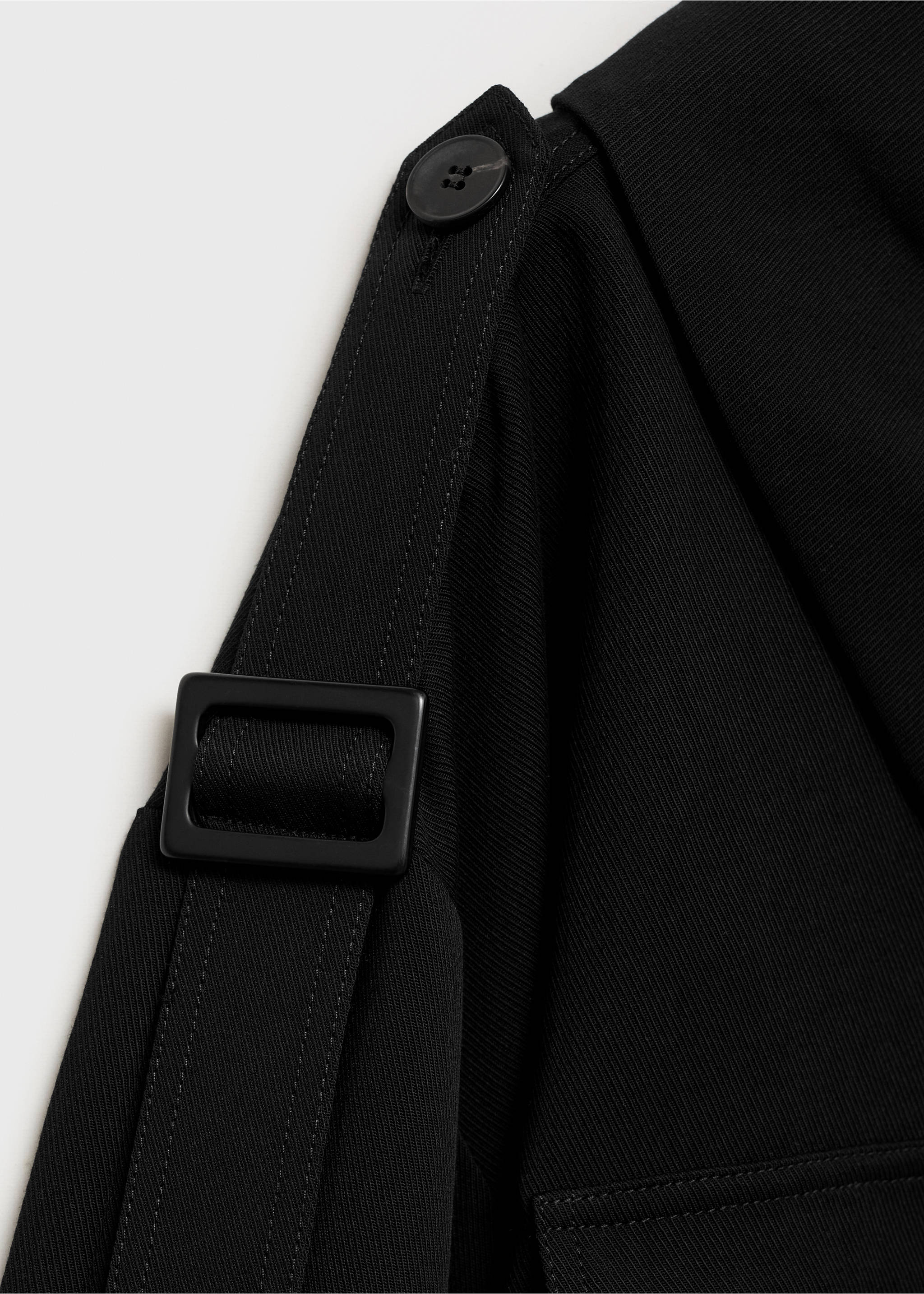 Lyocell shirt with asymmetrical collar - Details of the article 0, Black. Ref: 77037939-00.