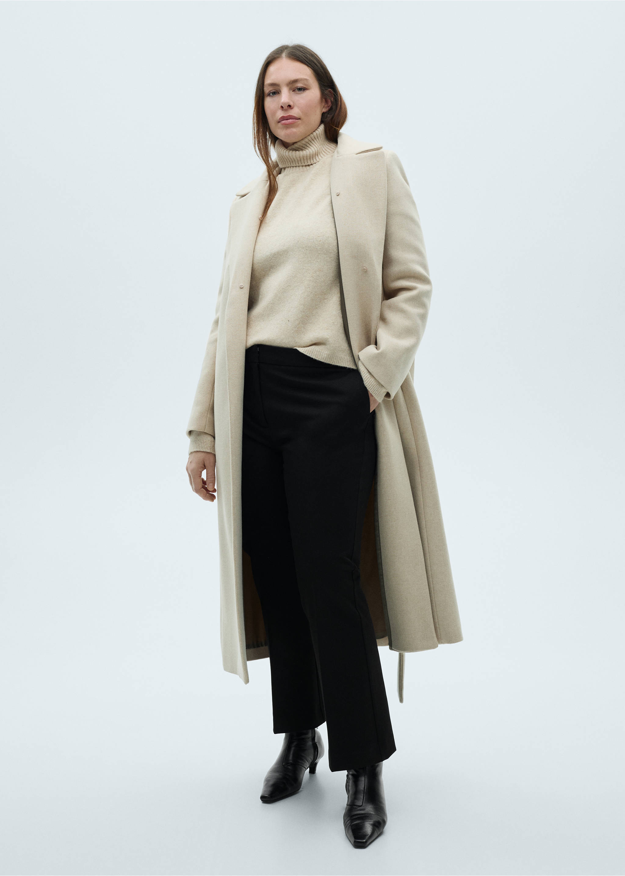 Flared flowing trousers - Details of the article 3, Black. Ref: 77038266-00.