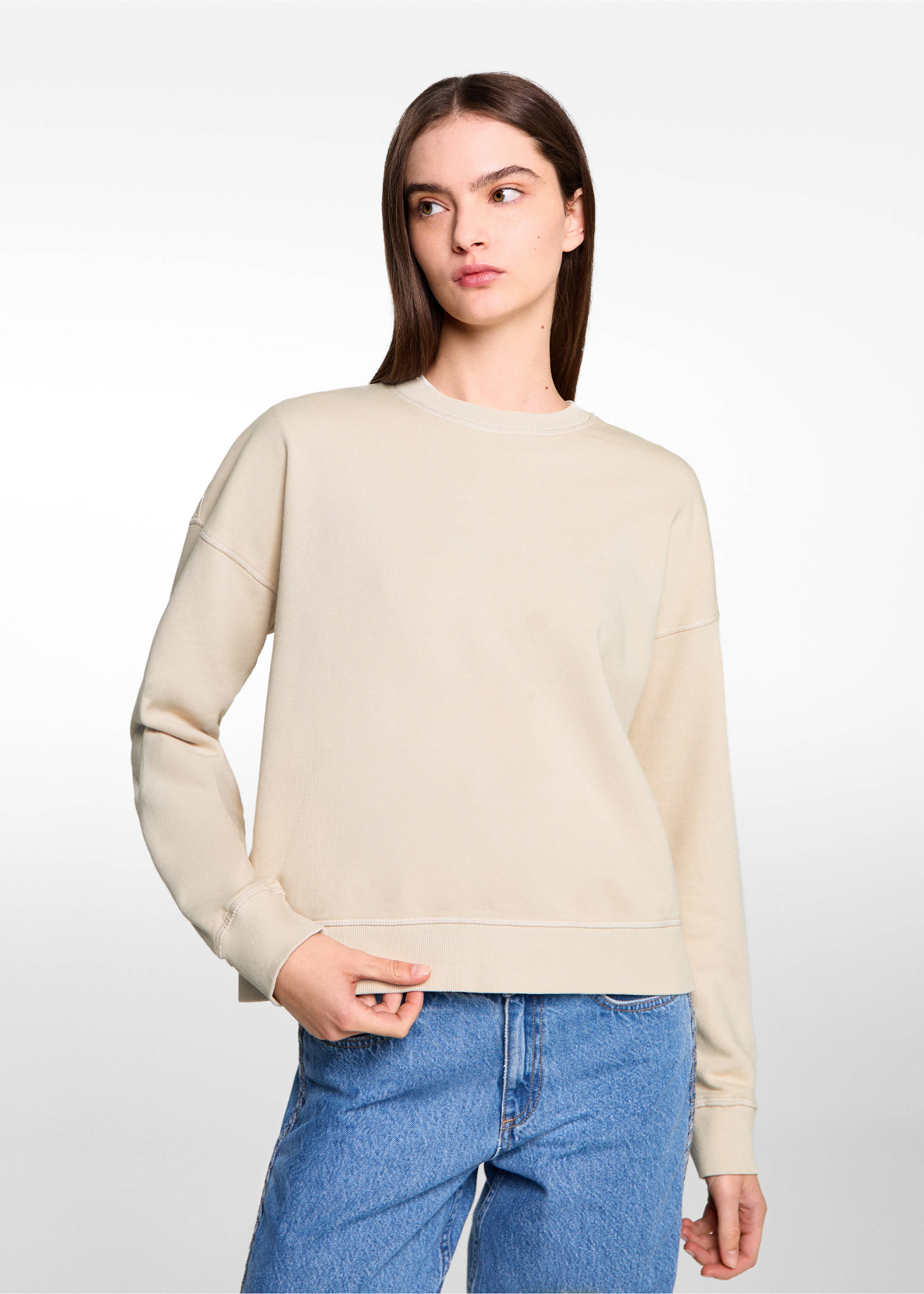 Sweater coton - Plan moyen, Écru. Ref: 77038273-00.