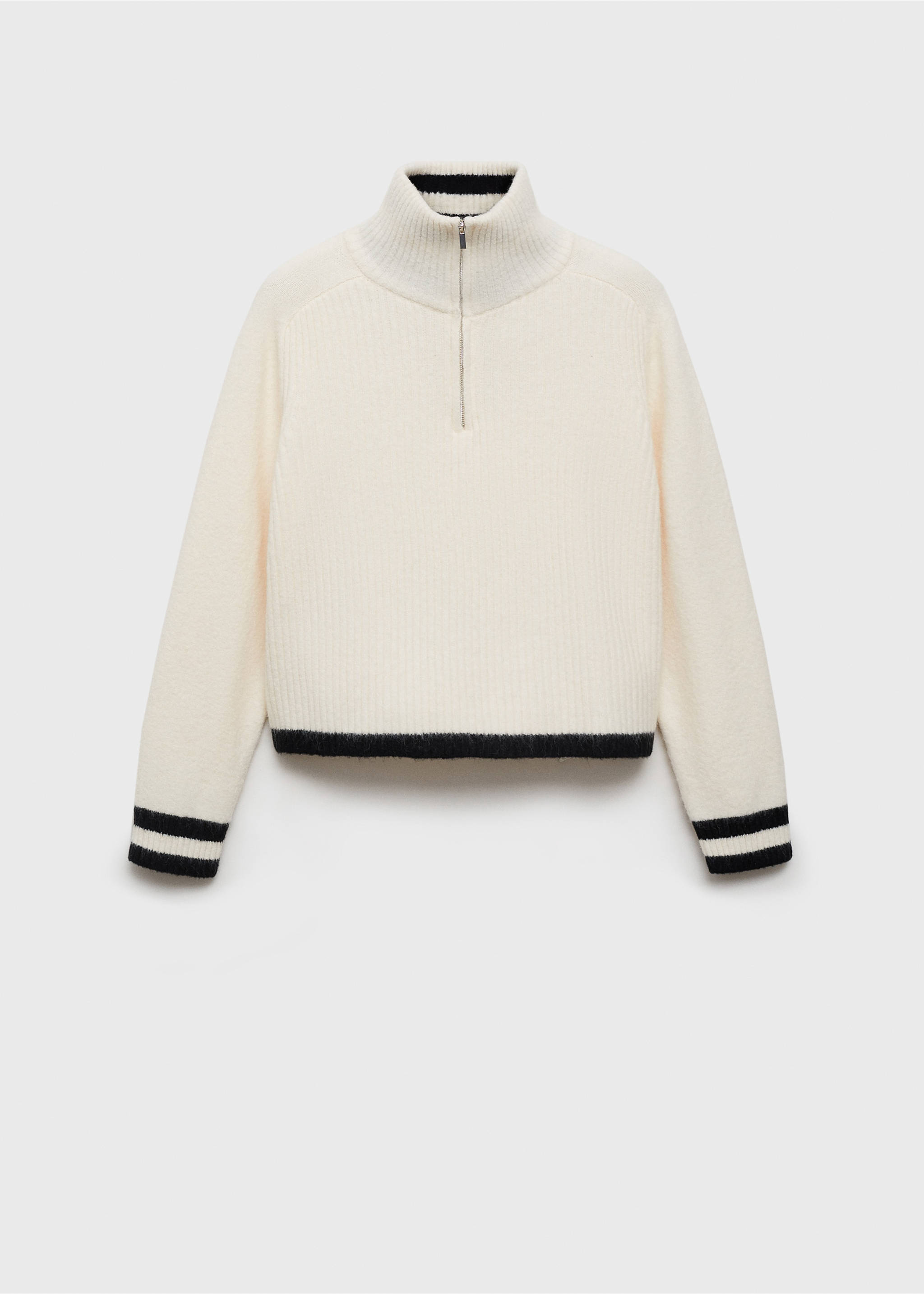 Striped sweater with zip - Article without model, Black. Ref: 77038274-00.