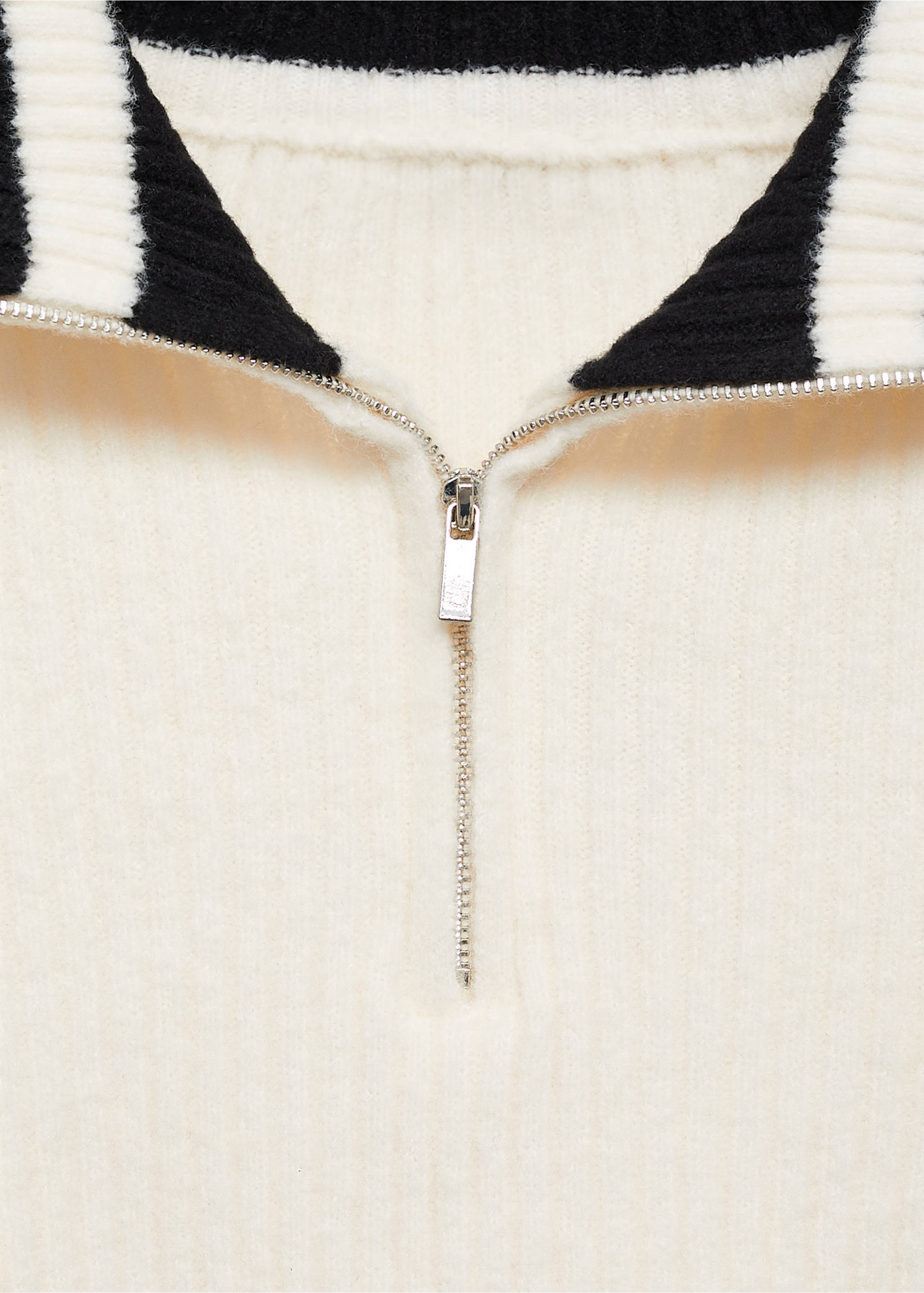 Striped sweater with zip - Details of the article 8, Black. Ref: 77038274-00.