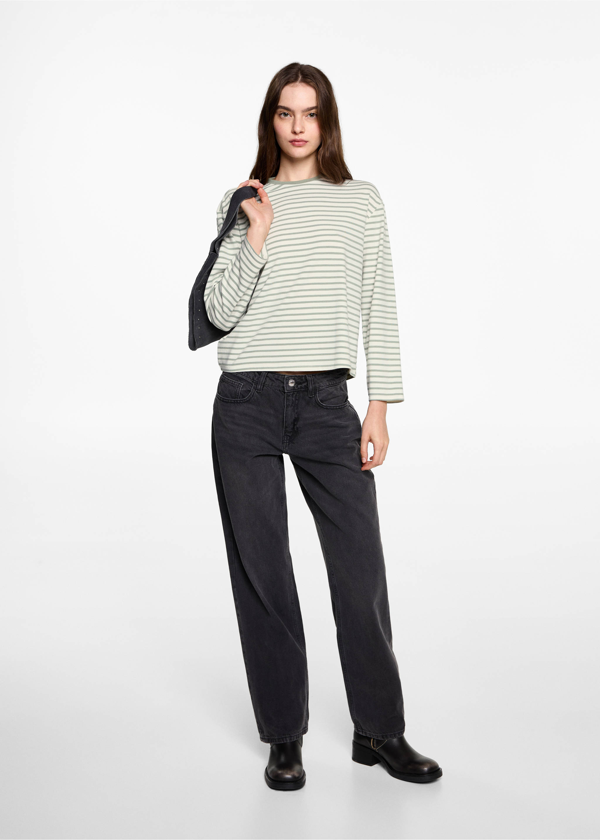 Striped long sleeves t-shirt - General plane, Green. Ref: 77038282-00.