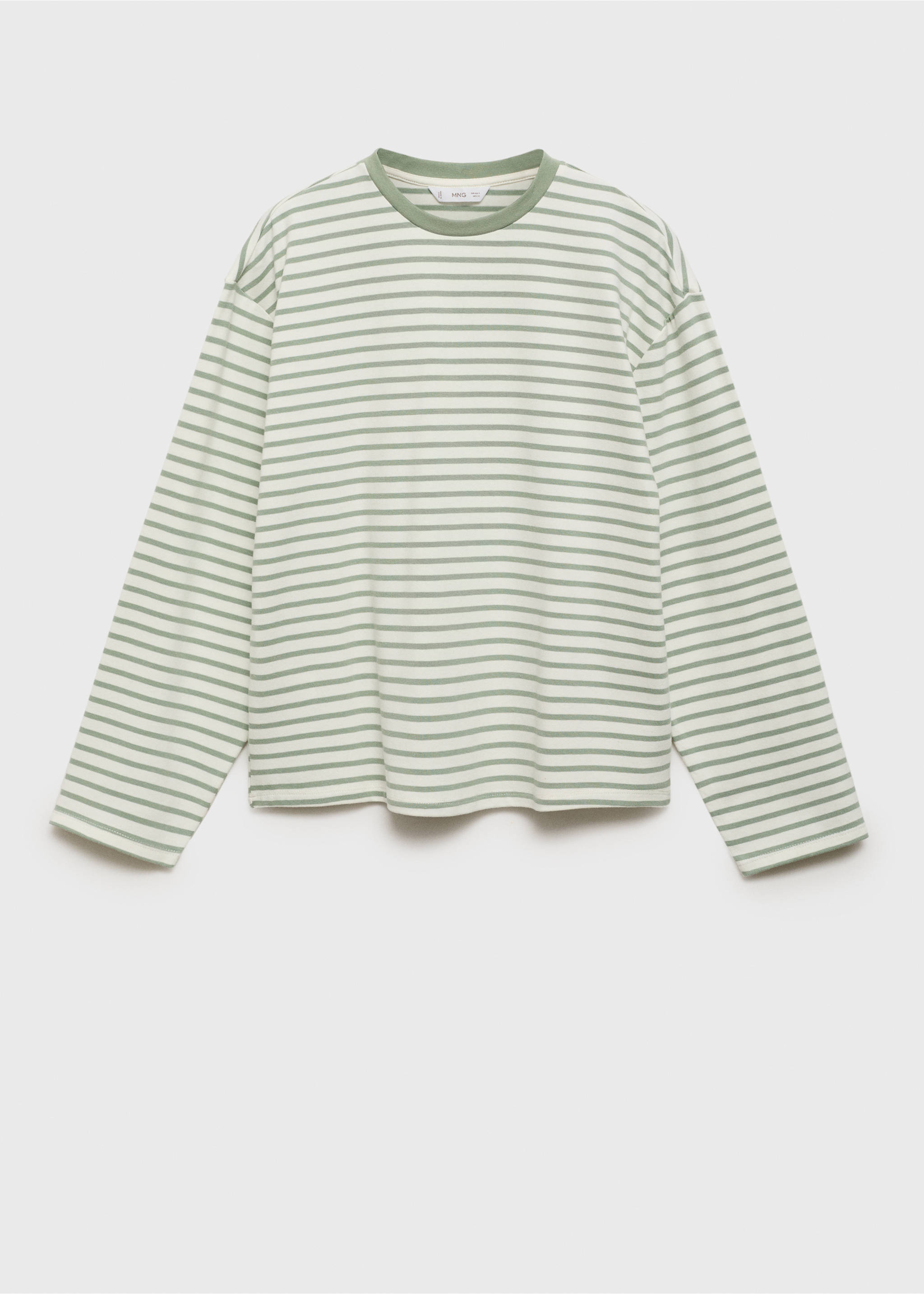 Striped long sleeves t-shirt - Article without model, Green. Ref: 77038282-00.