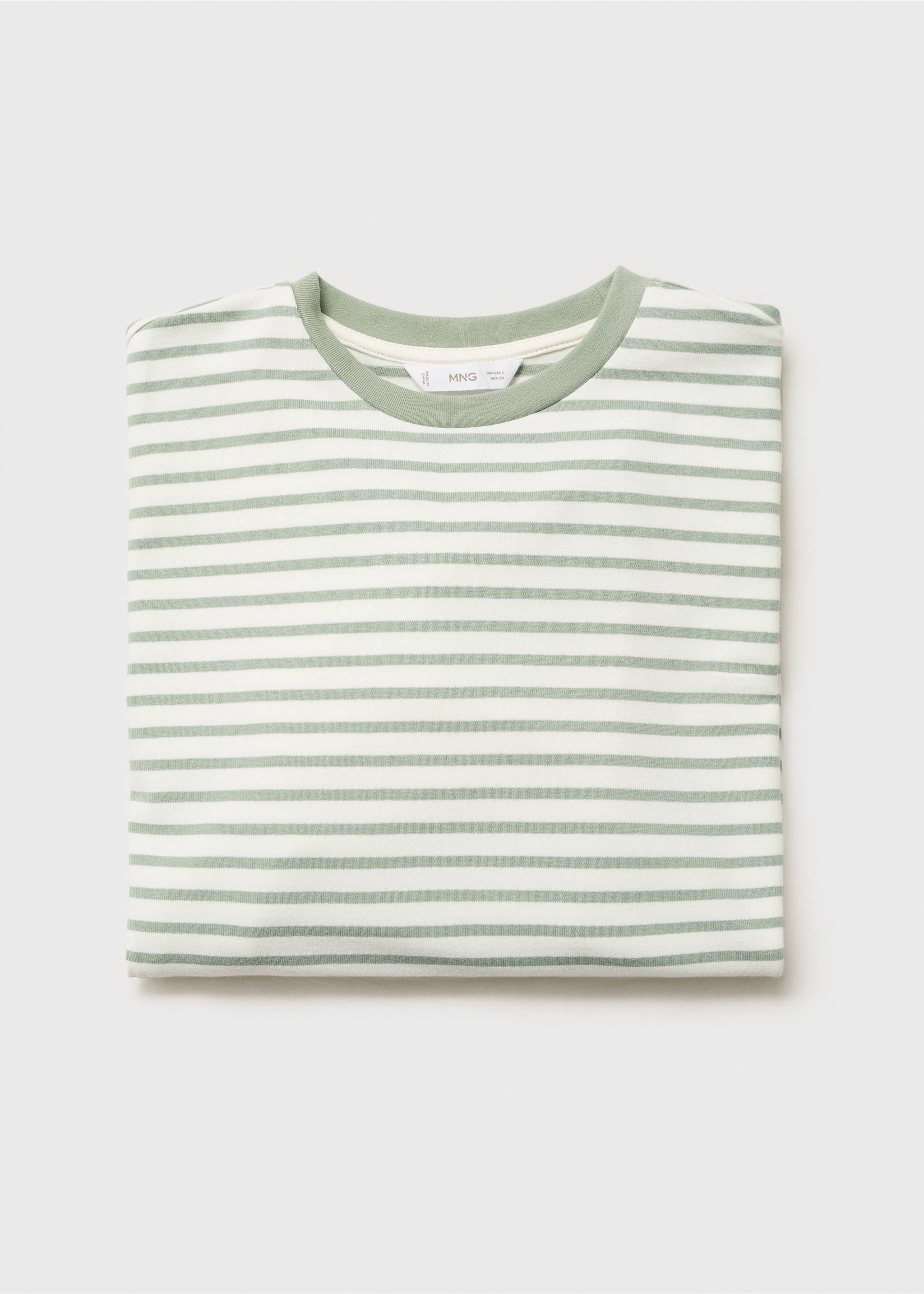 Striped long sleeves t-shirt - Details of the article 0, Green. Ref: 77038282-00.
