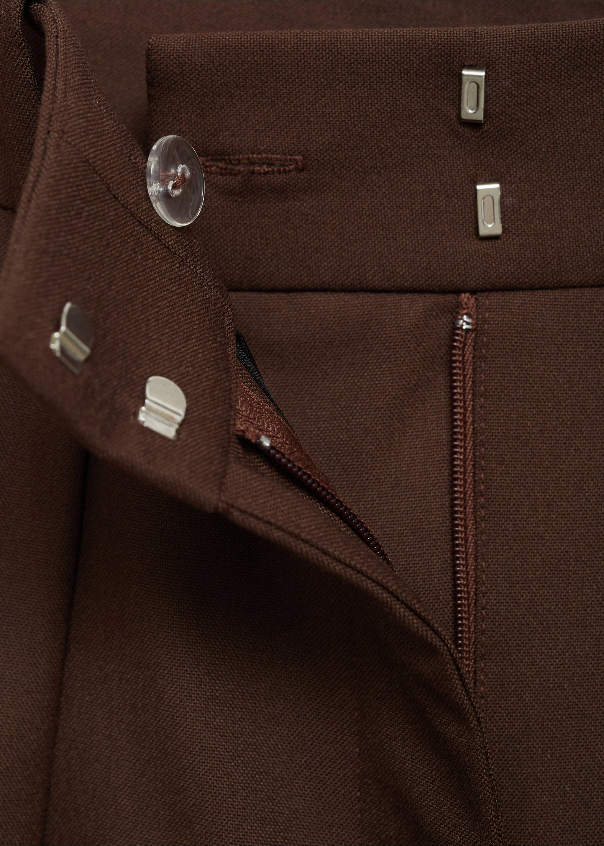 Wide leg pleated trousers - Details of the article 8, Brown. Ref: 77038285-00.