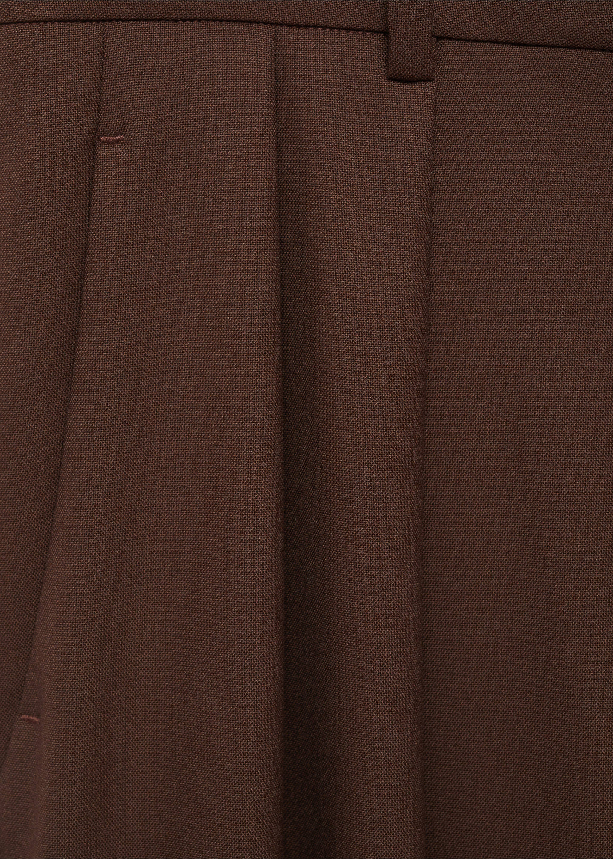 Wide leg pleated trousers - Details of the article 0, Brown. Ref: 77038285-00.