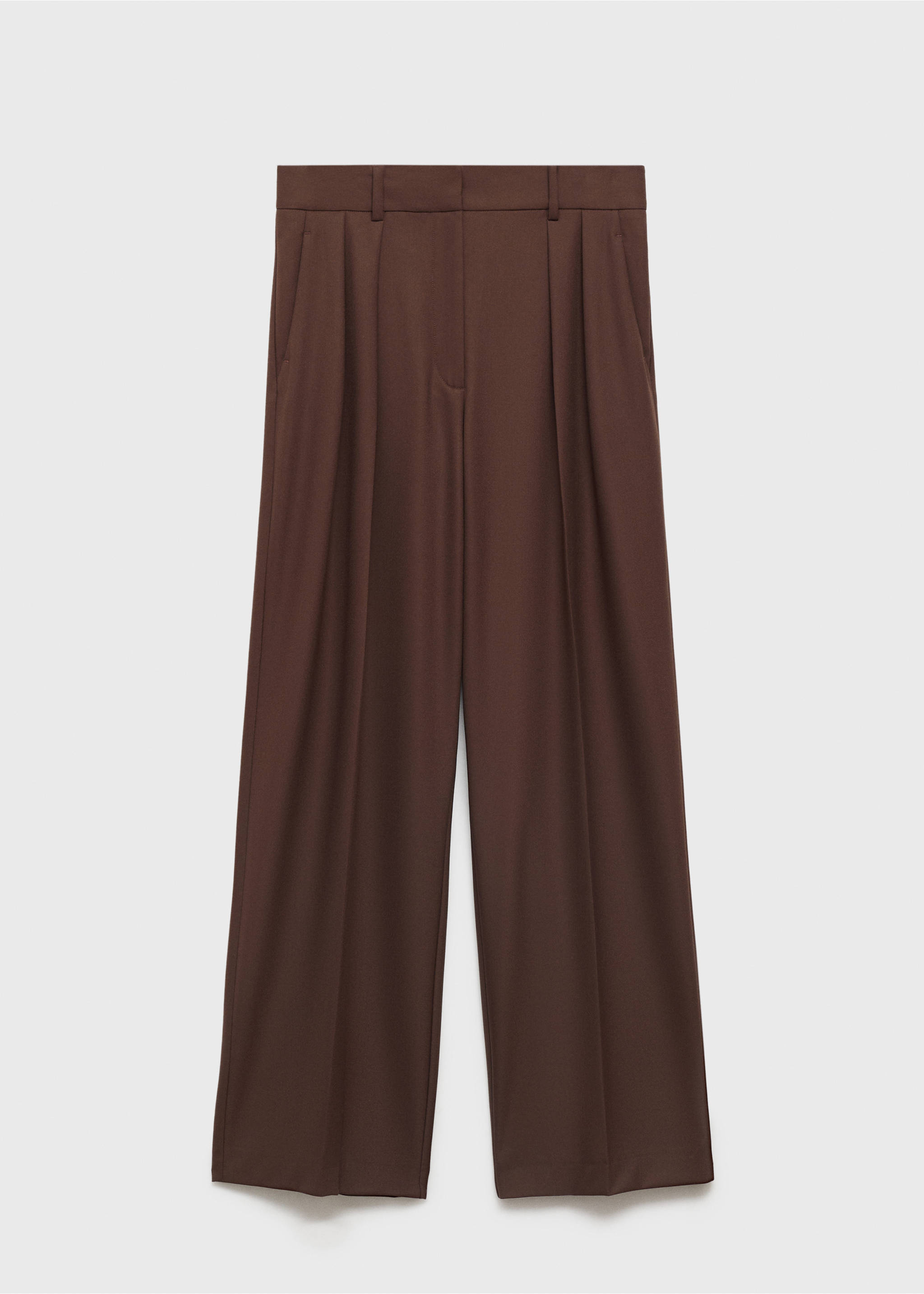 Wide leg pleated trousers - Article without model, Brown. Ref: 77038285-00.