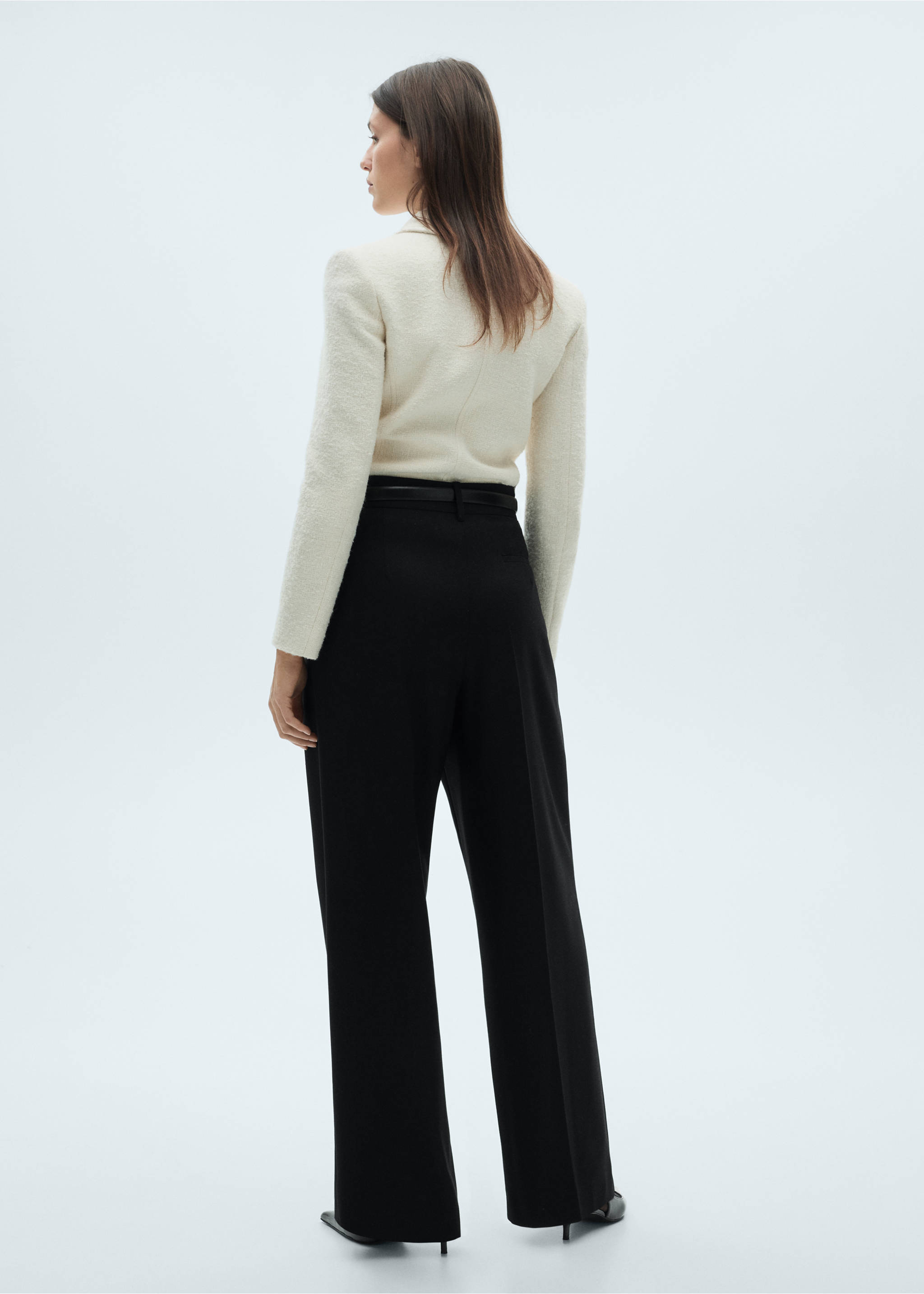 Wide leg pleated trousers - Reverse of the article, Black. Ref: 77038285-00.