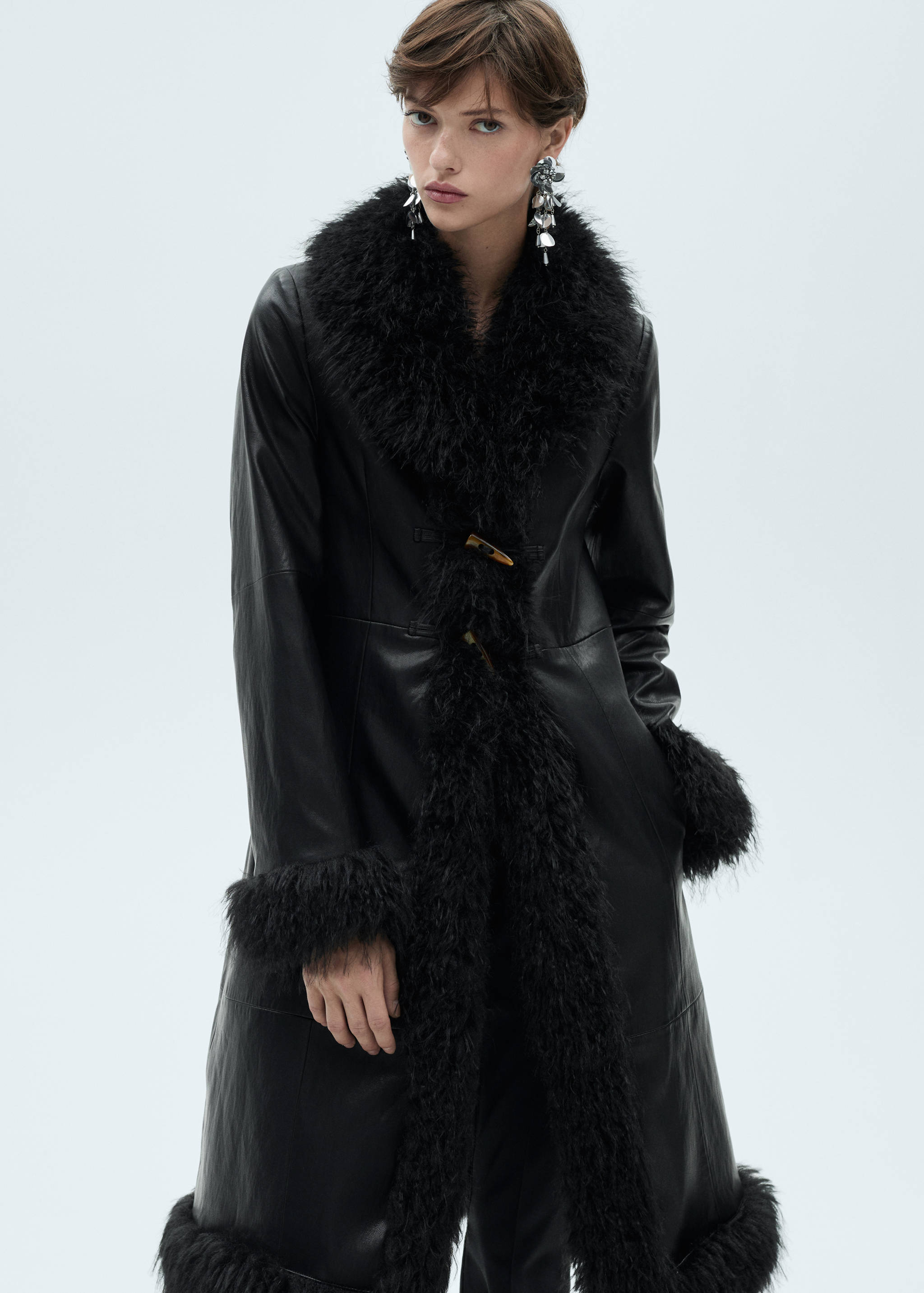 Shearling-lined faux-fur coat - Medium plane