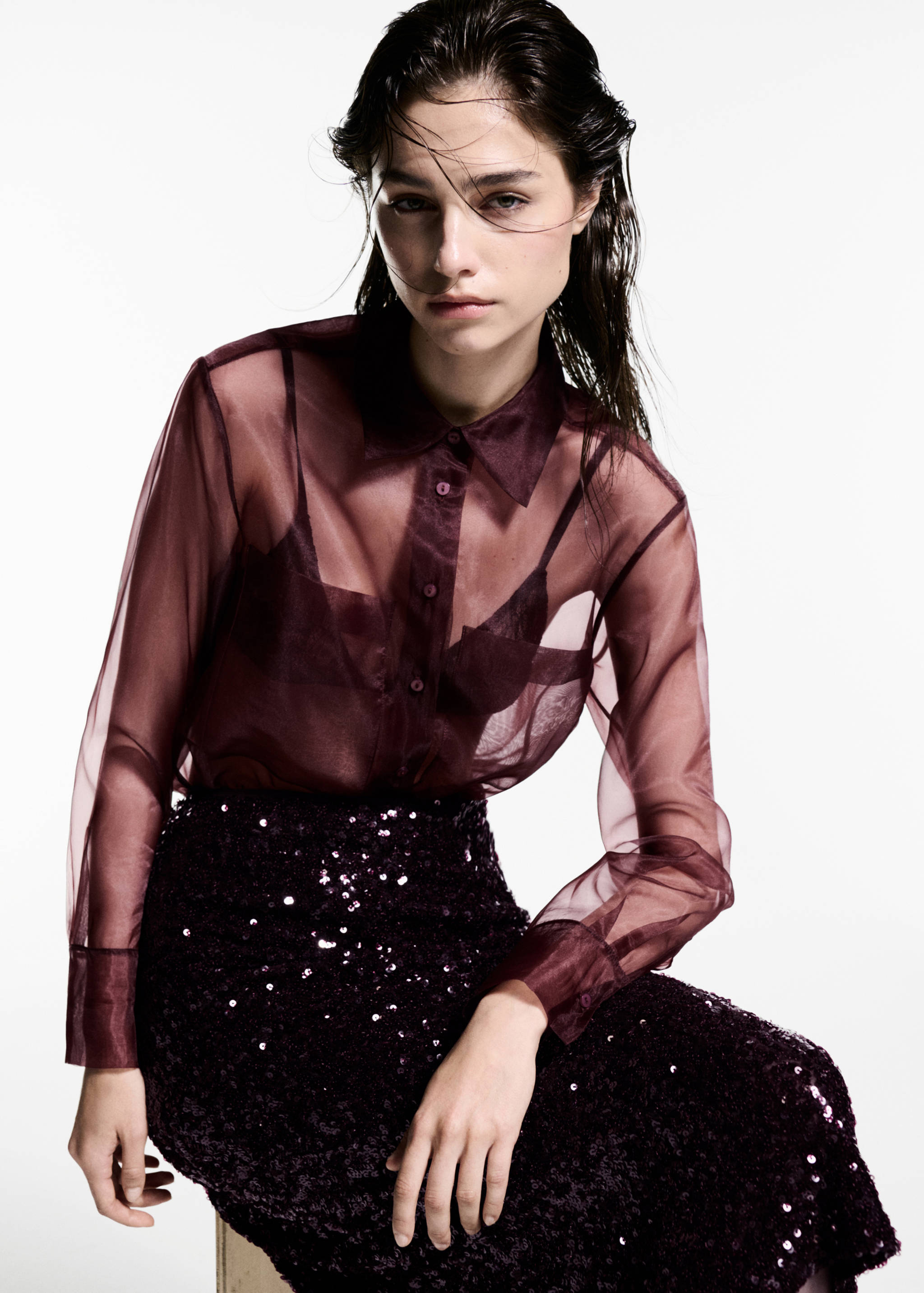 Semi-transparent blouse with pockets - Details of the article 1