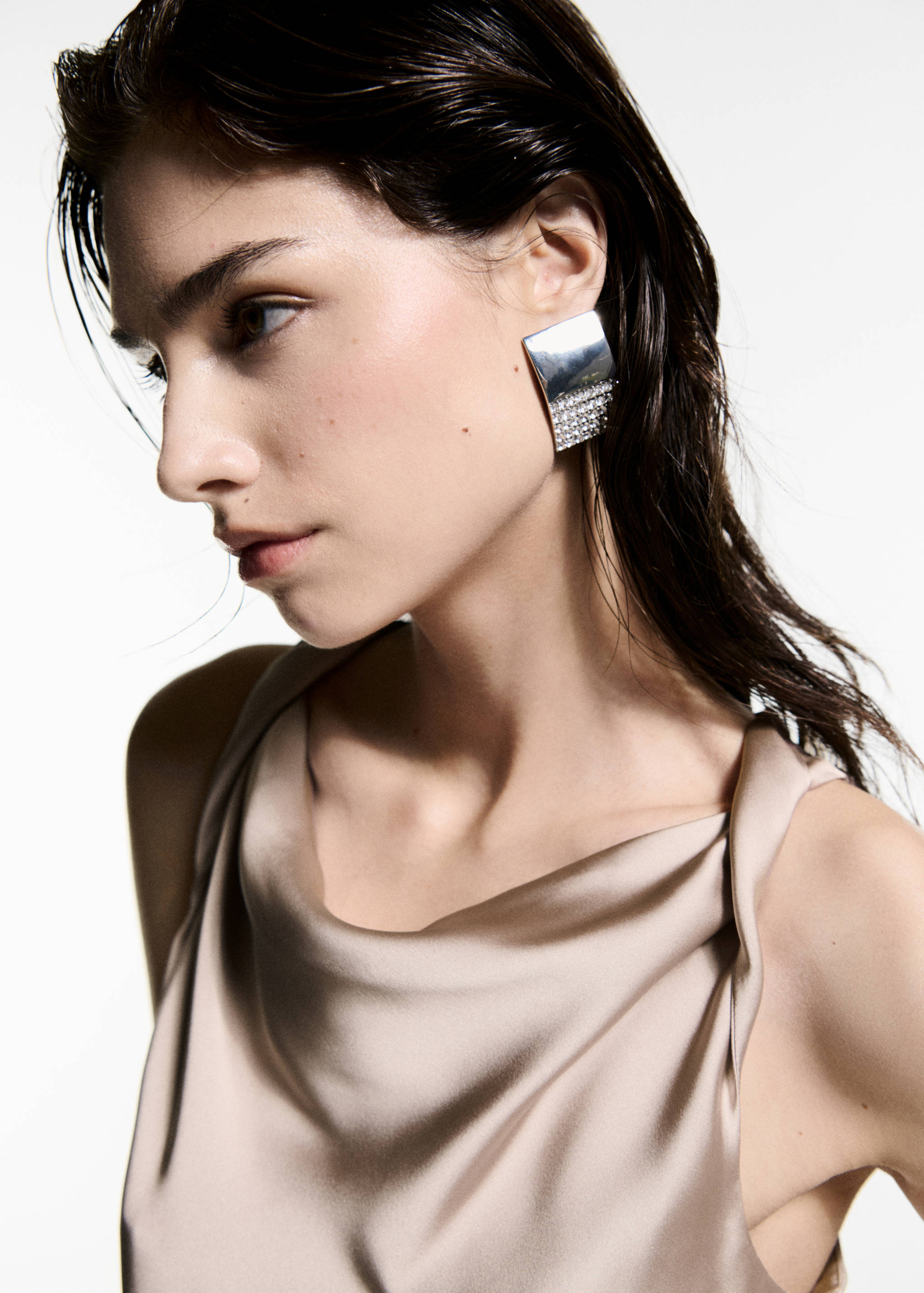 Draped neck satin top - Details of the article 1