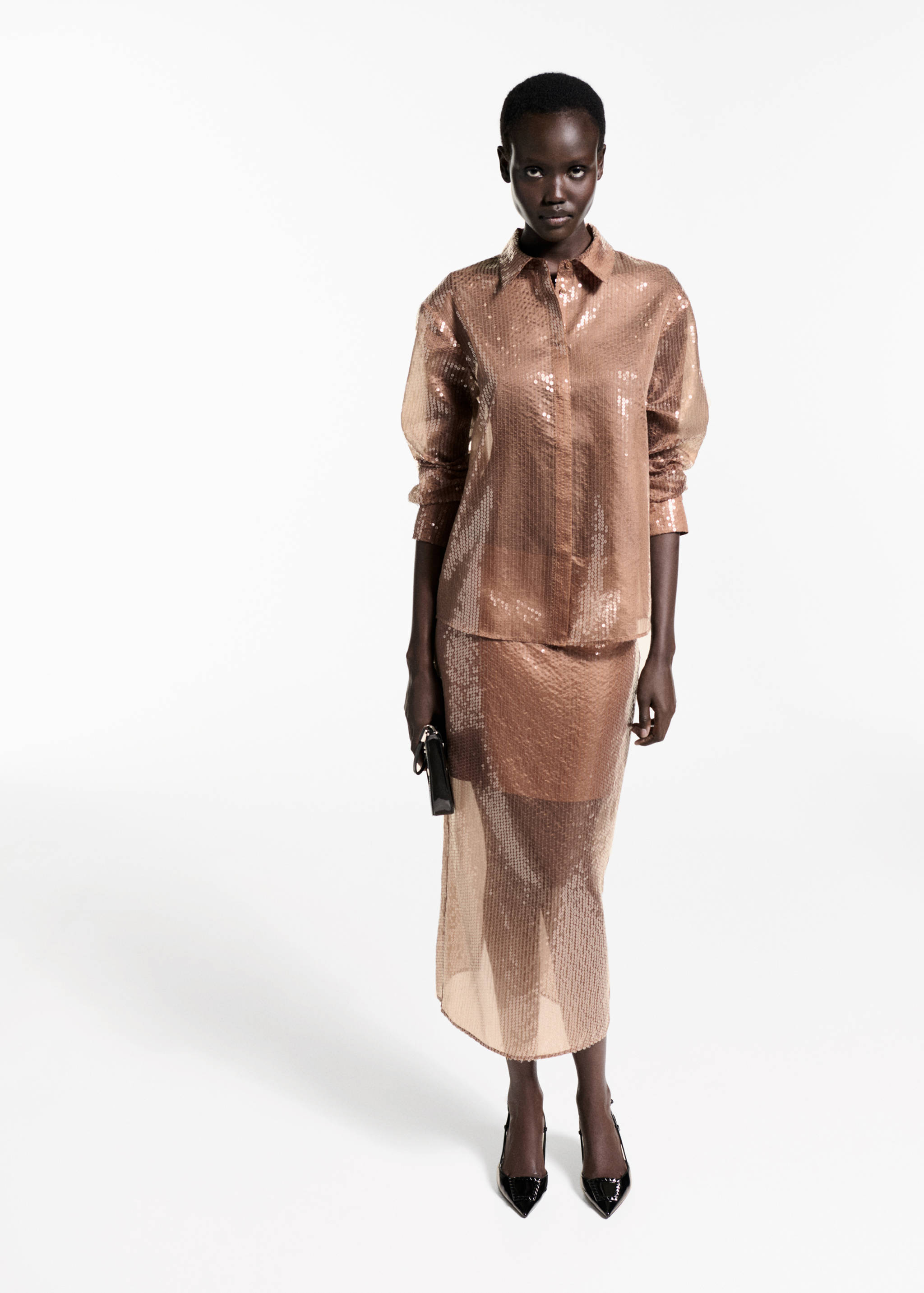 Semi-transparent sequined shirt - General plane