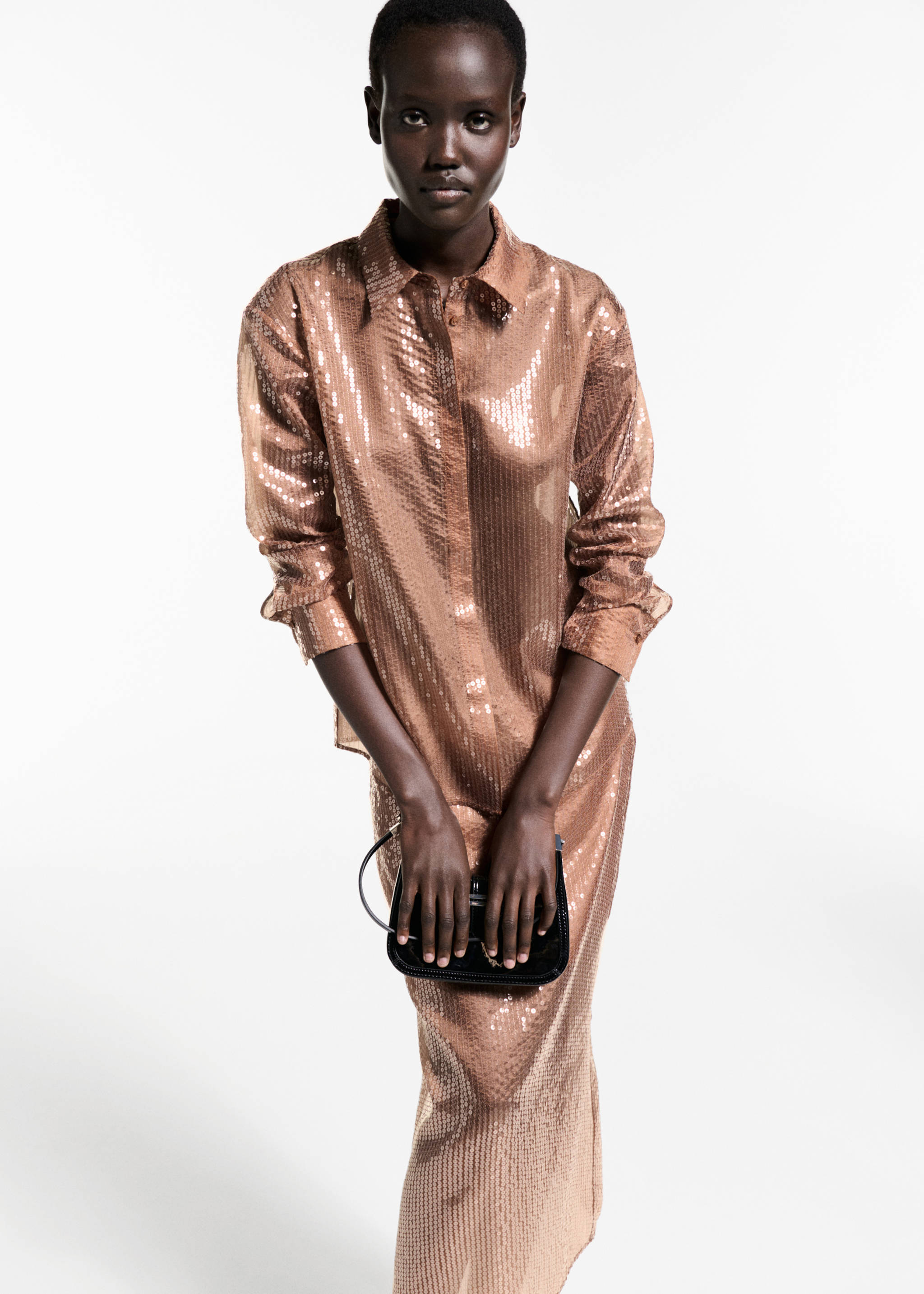 Semi-transparent sequined shirt - Medium plane